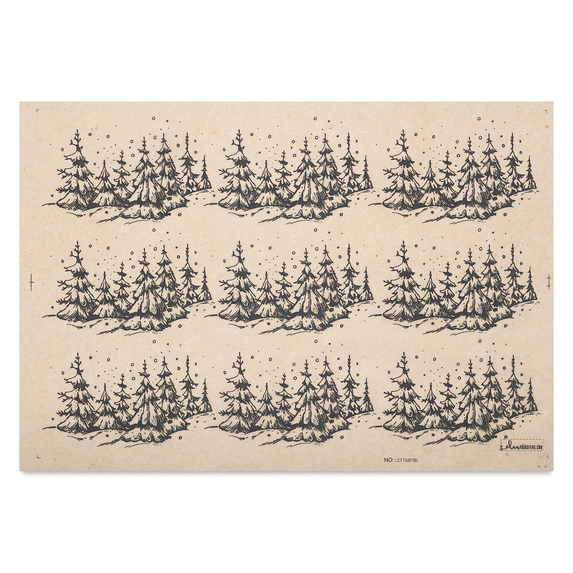 Elan Transfers Underglaze Transfer Sheet - Snowy Trees, Black