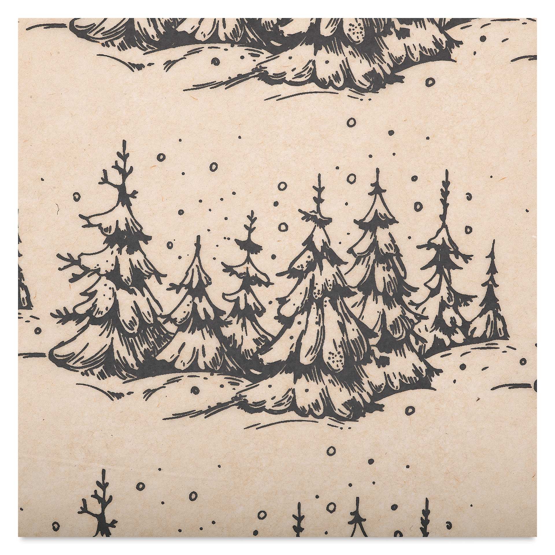 Elan Transfers Underglaze Transfer Sheet - Snowy Trees, Black close up