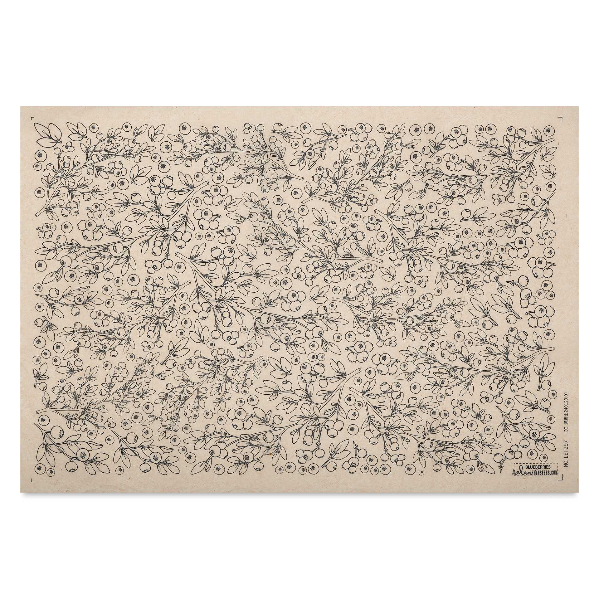 Elan Transfers Underglaze Transfer Sheet - Blueberries, Black