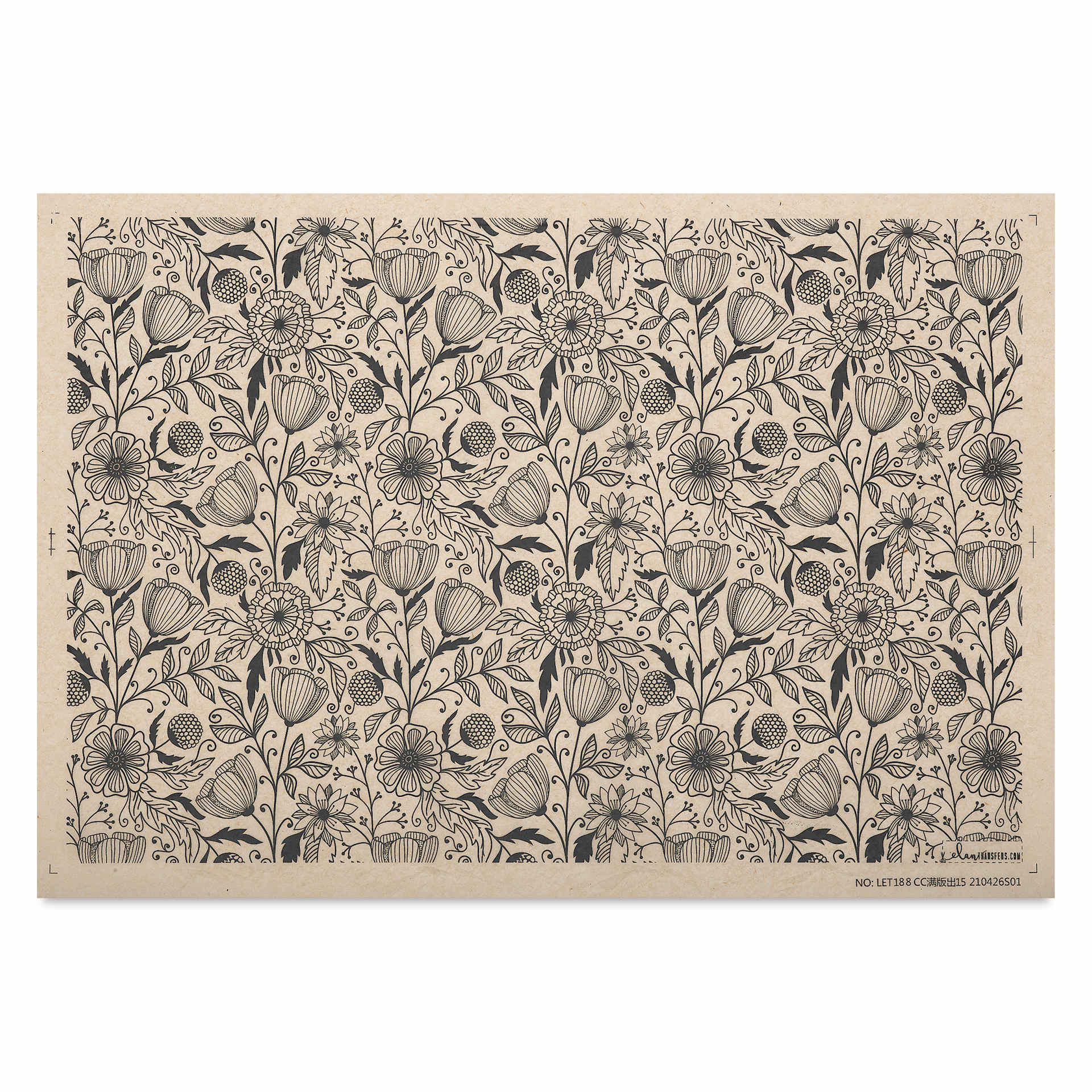 Elan Transfers Underglaze Transfer Sheet - Flower Doodle, Black