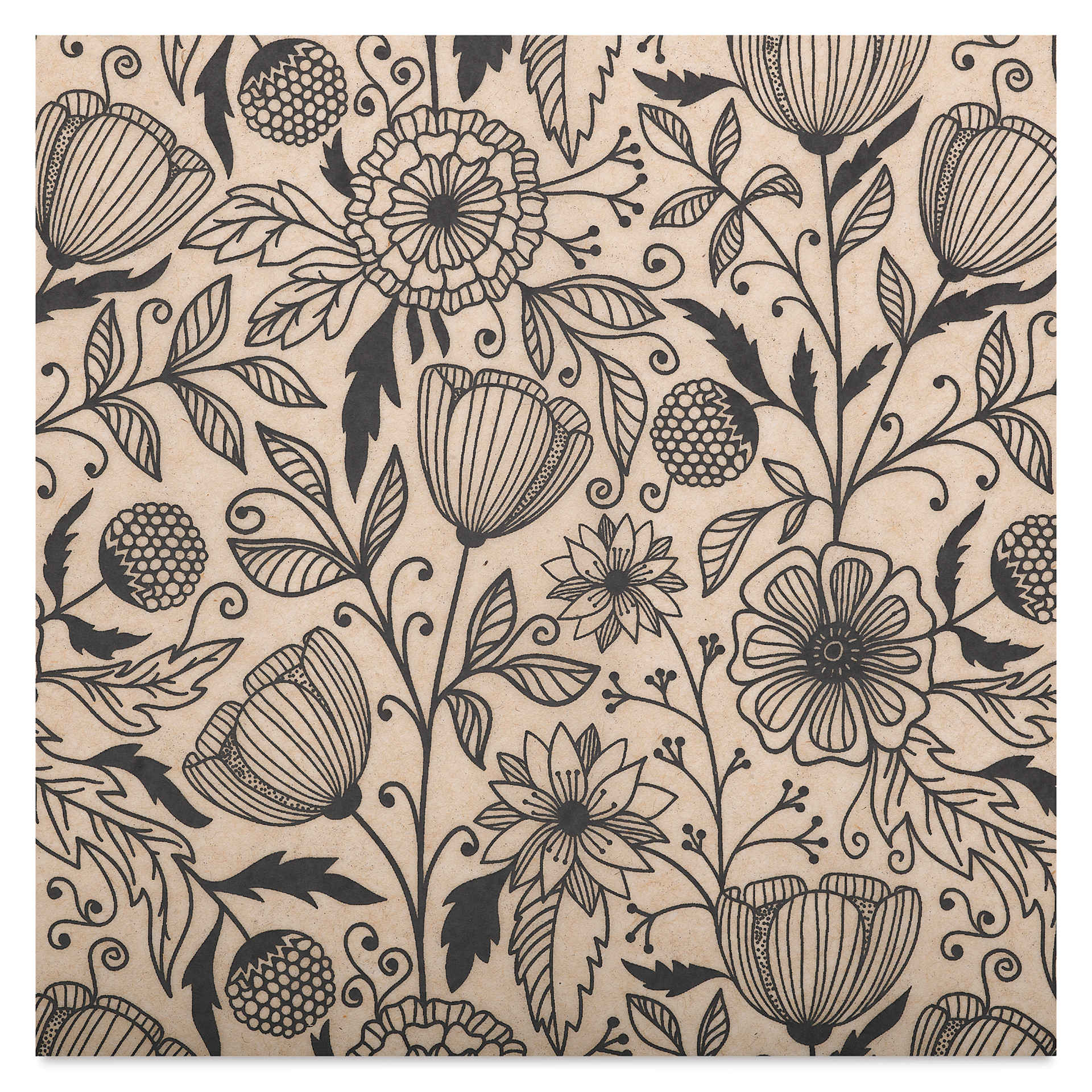 Elan Transfers Underglaze Transfer Sheet - Flower Doodle, Black close up