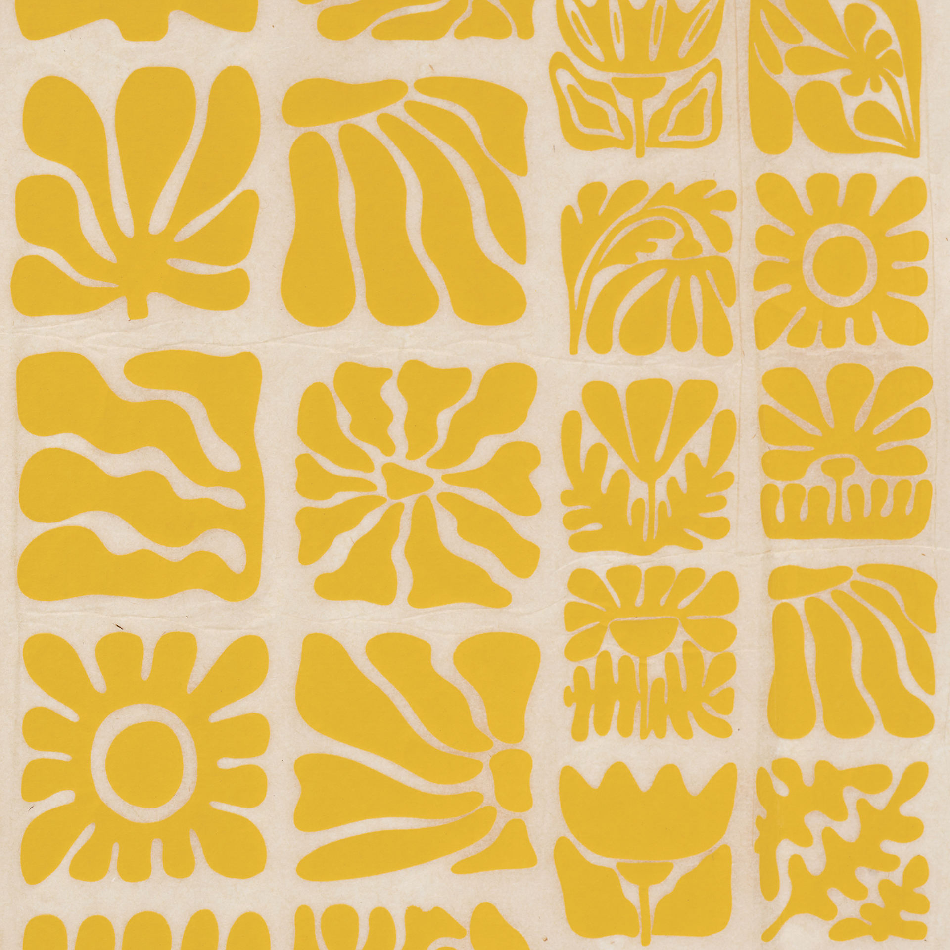Elan Transfers Underglaze Transfer Sheet - Wood Block Flowers, Yellow - close-up