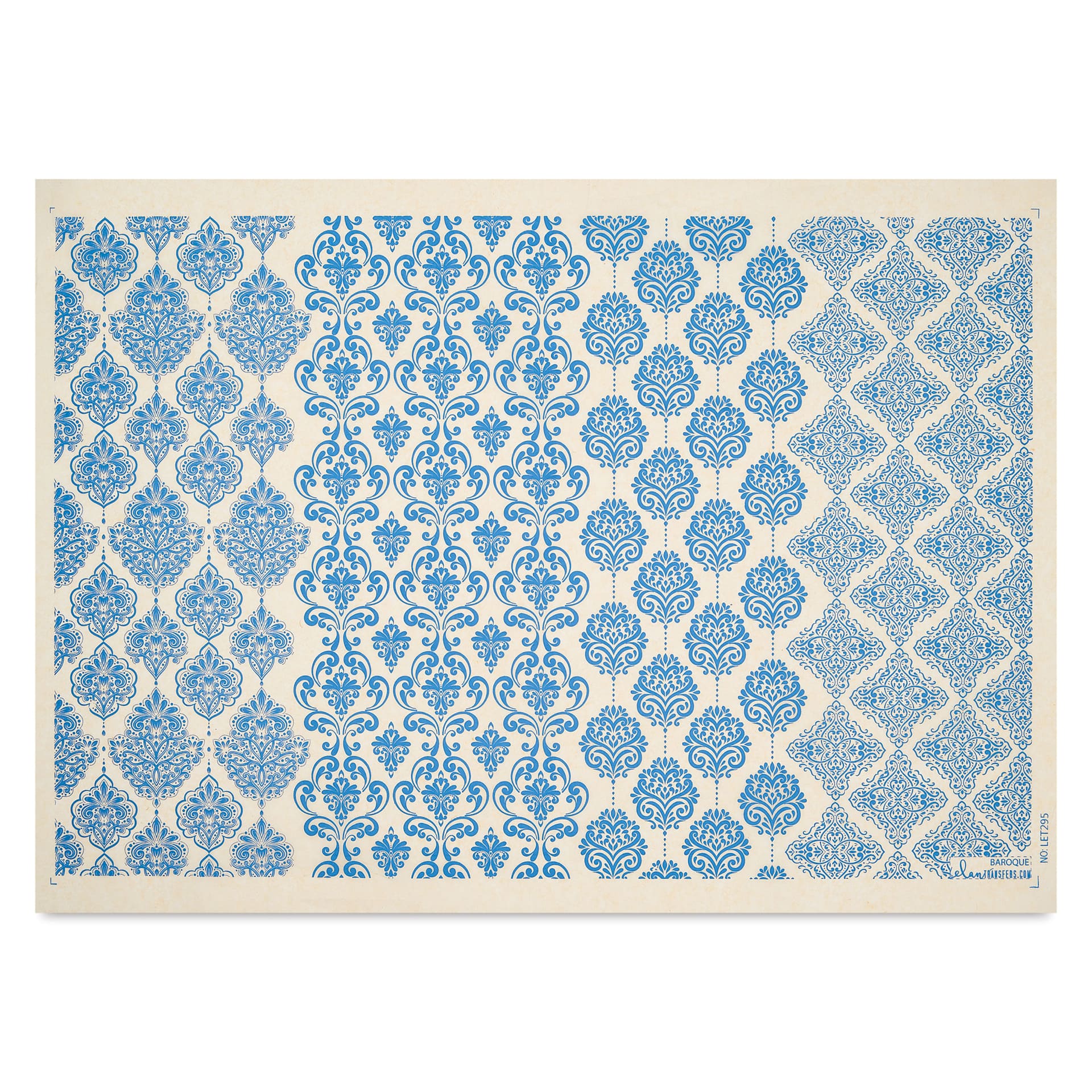 Elan Transfers Underglaze Transfer Sheet - Baroque, Blue