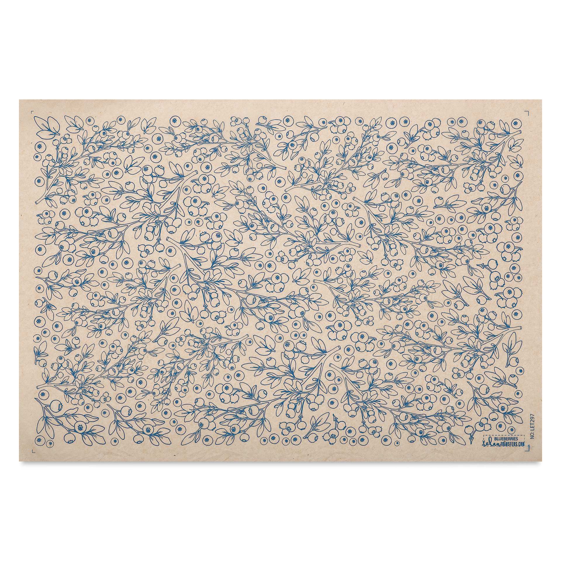 Elan Transfers Underglaze Transfer Sheet - Blueberries, Blue