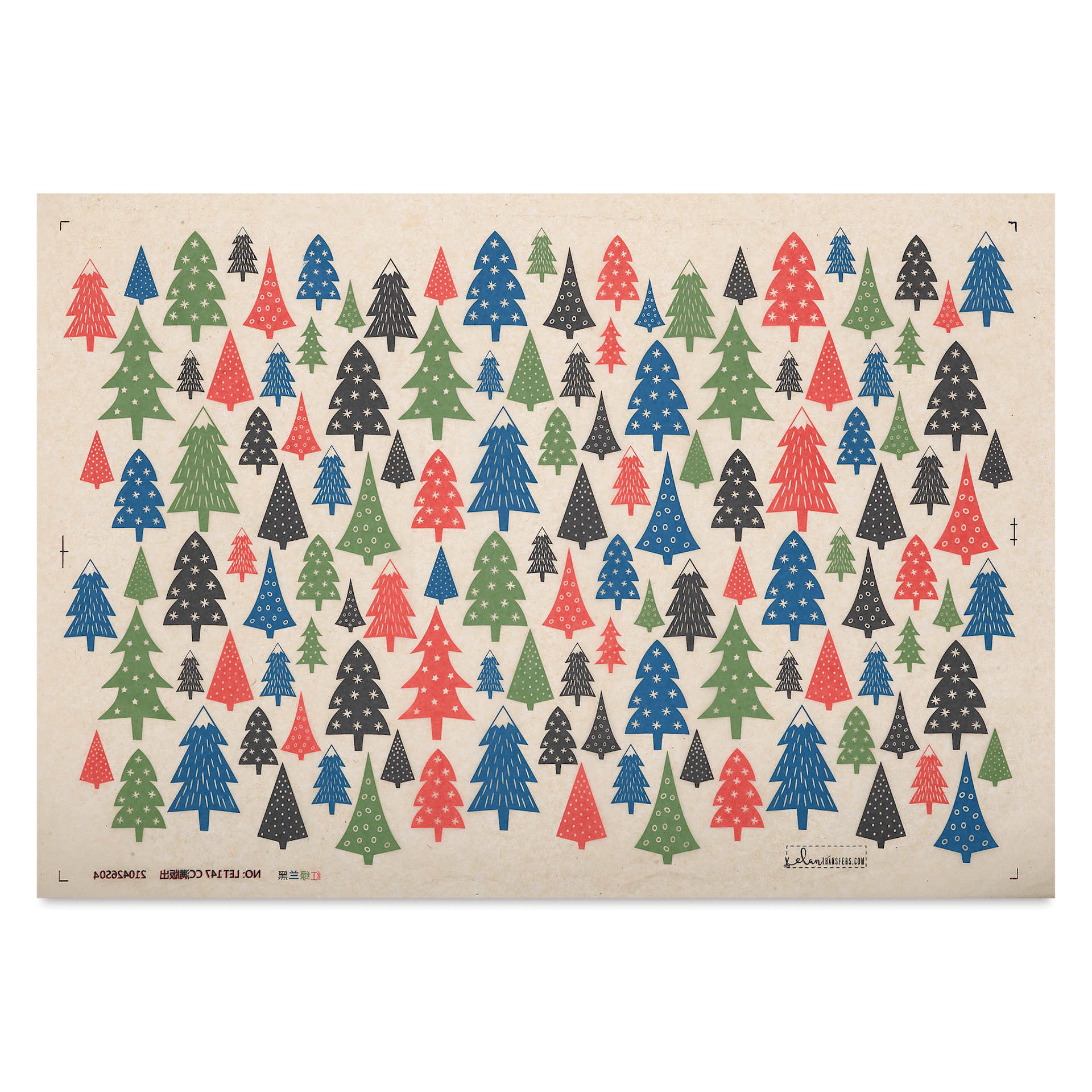 Elan Transfers Underglaze Transfer Sheet - Holiday Trees, Assorted