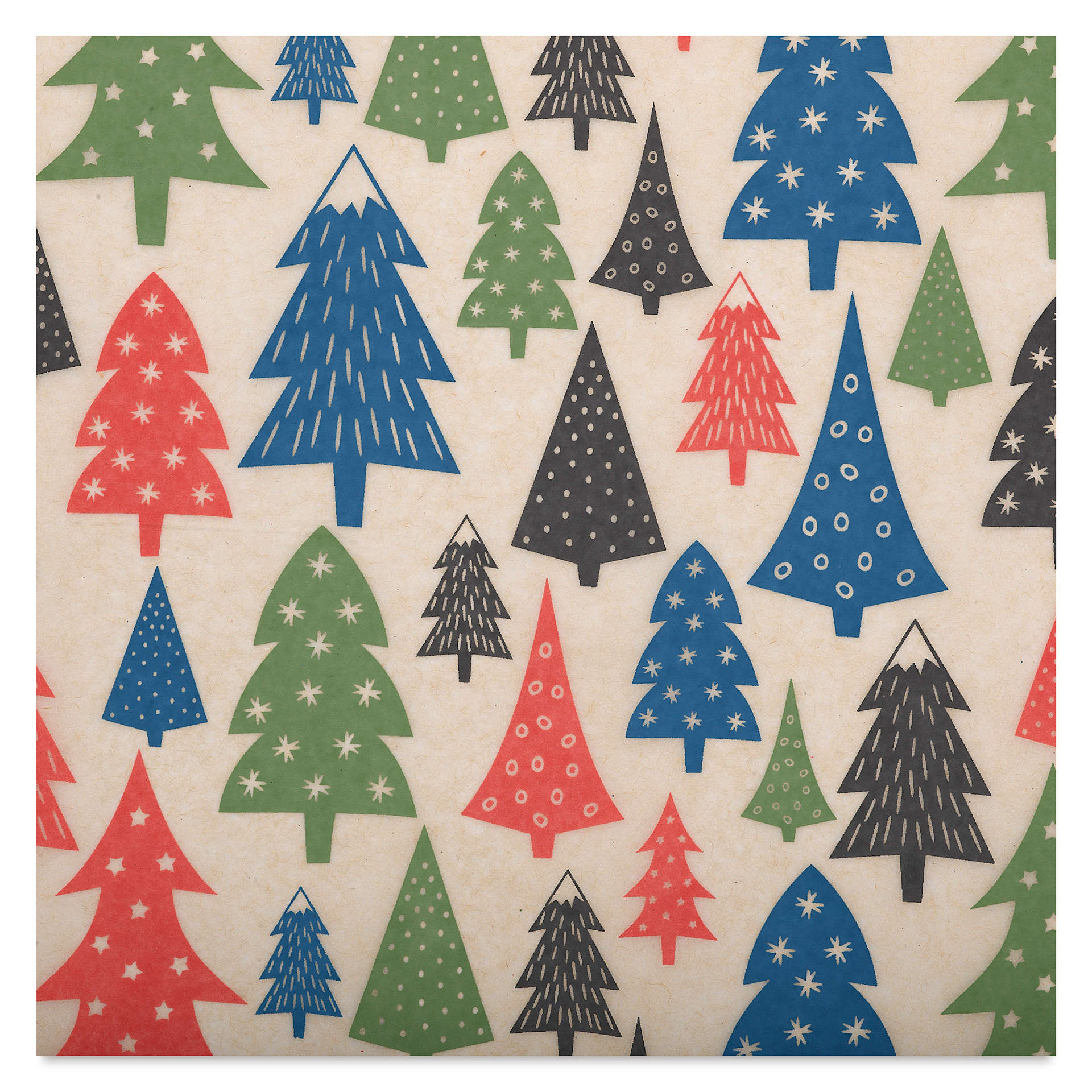 Elan Transfers Underglaze Transfer Sheet - Holiday Trees, Assorted close up