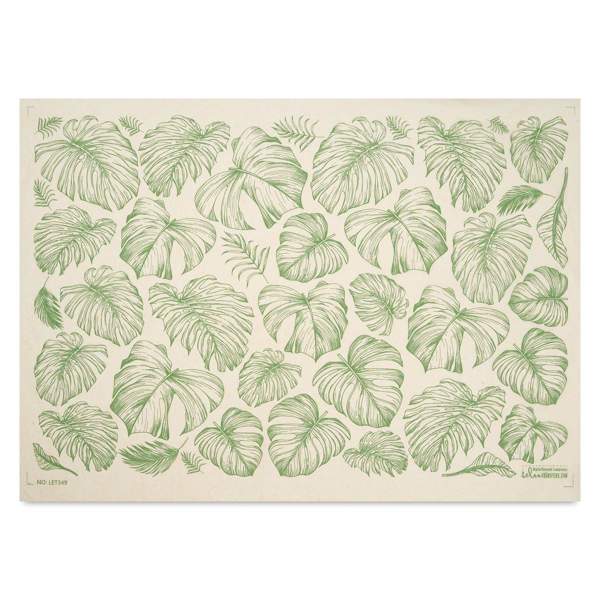 Elan Transfers Underglaze Transfer Sheet - Rainforest Leaves, Green