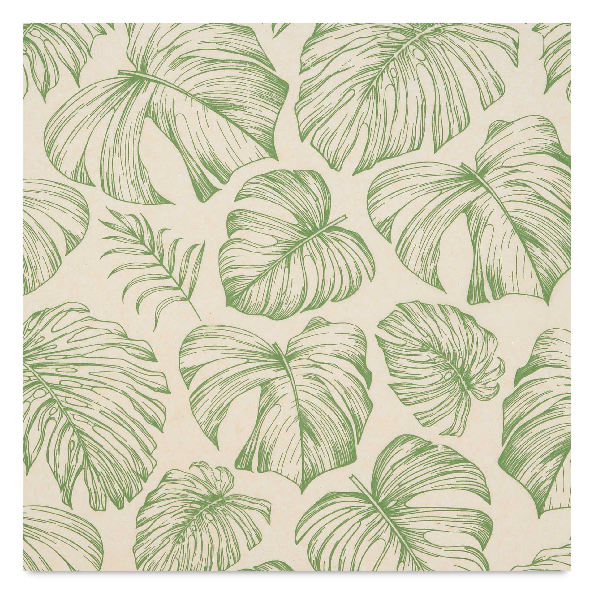 Elan Transfers Underglaze Transfer Sheet - Rainforest Leaves, Green close up