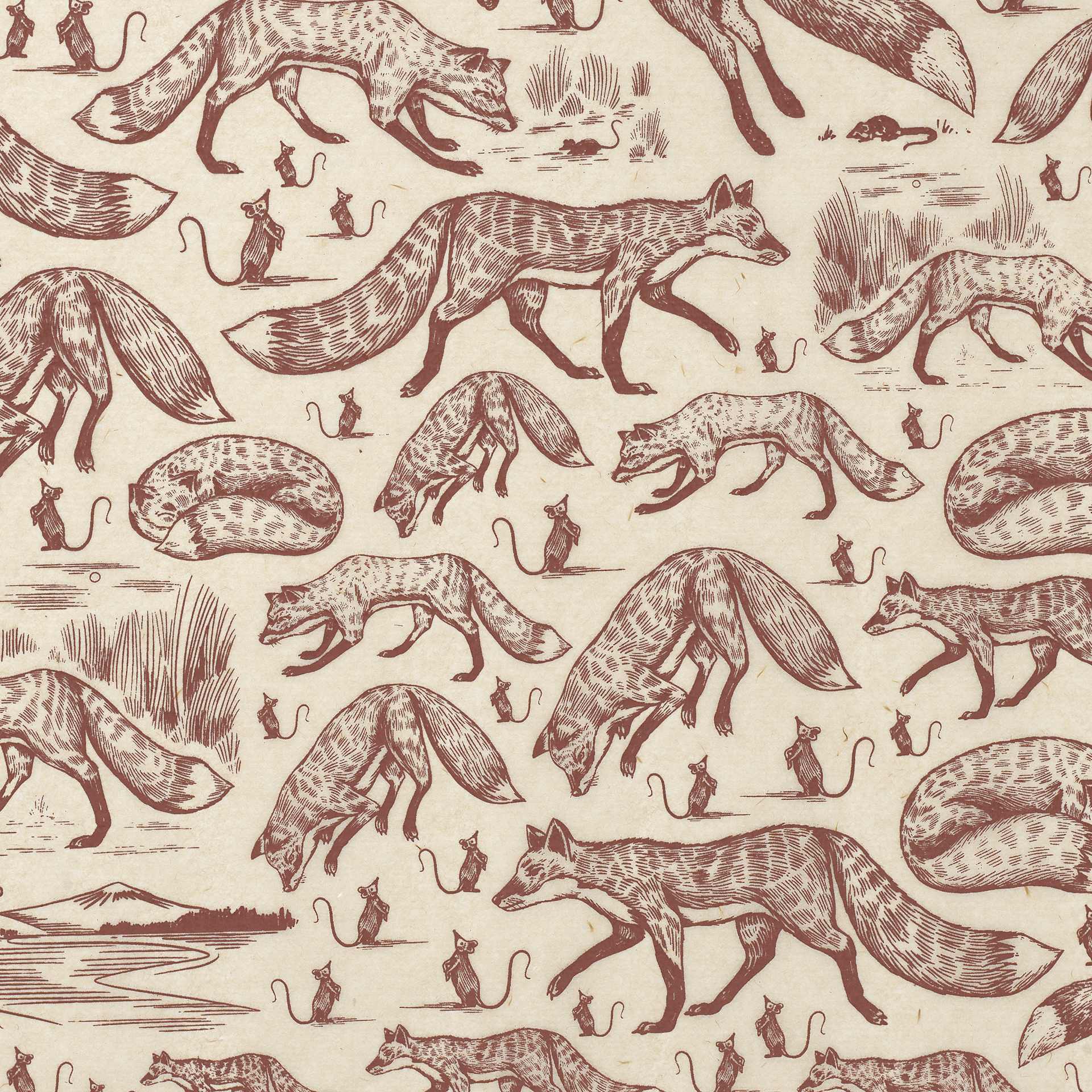 Elan Transfers Underglaze Transfer Sheet - Foxy Loxy, Brown - close-up