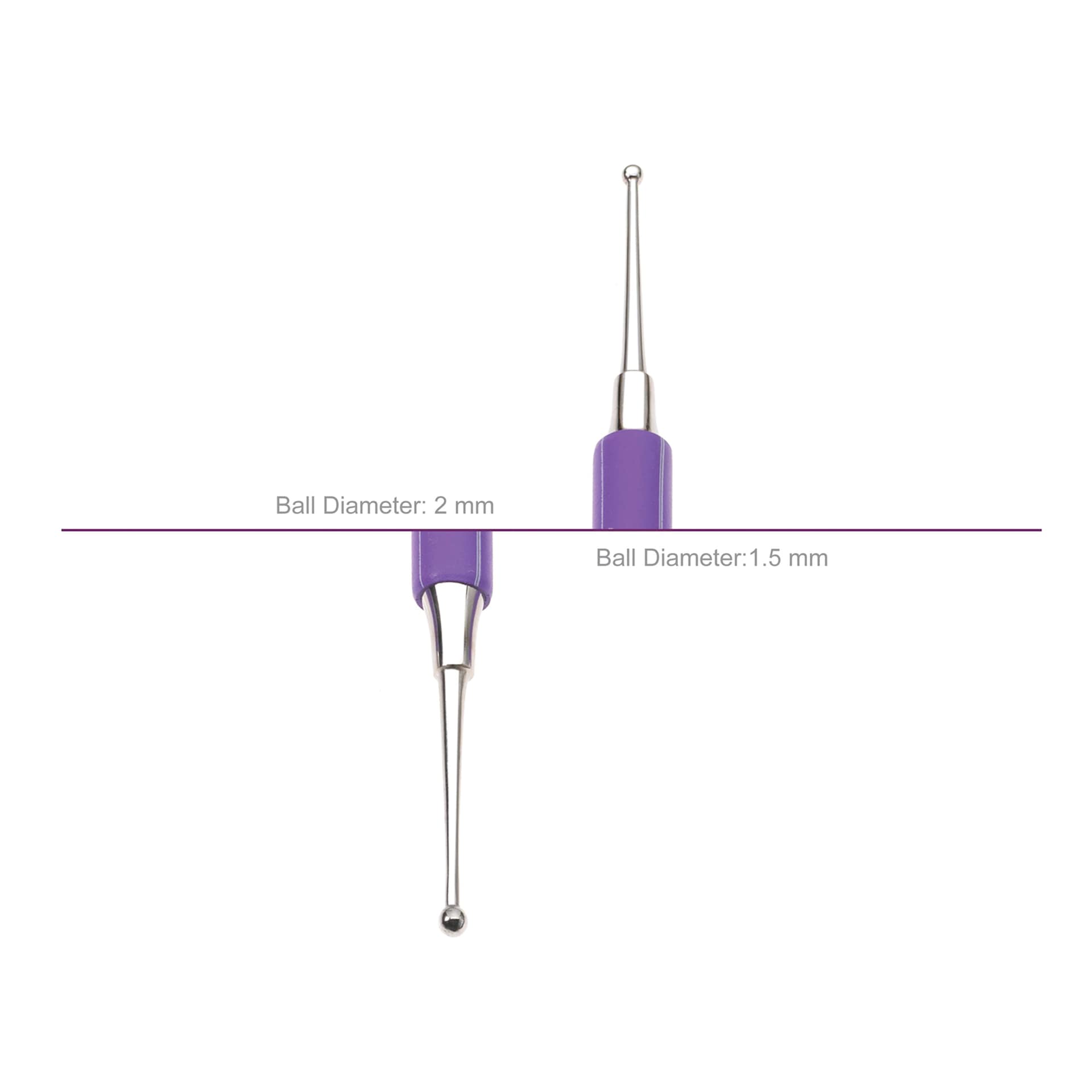 Xiem Double-End Ball Stylus Tool - 1.5 mm / 2 mm - close-up of ends and diameters