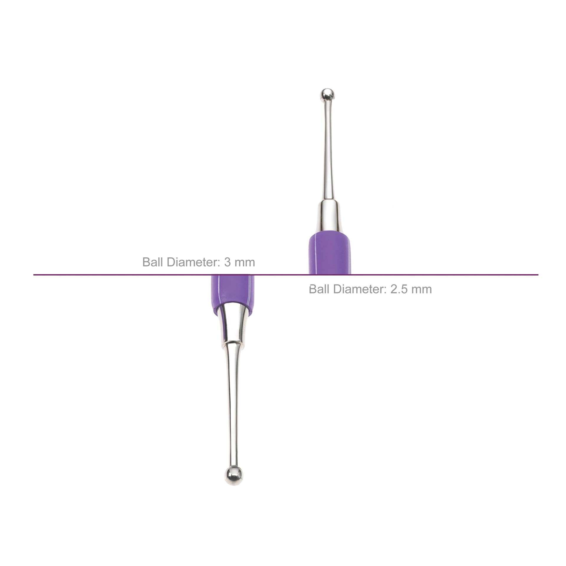 Xiem Double-End Ball Stylus Tool - 2.5 mm / 3 mm - close-up of ends with diameters