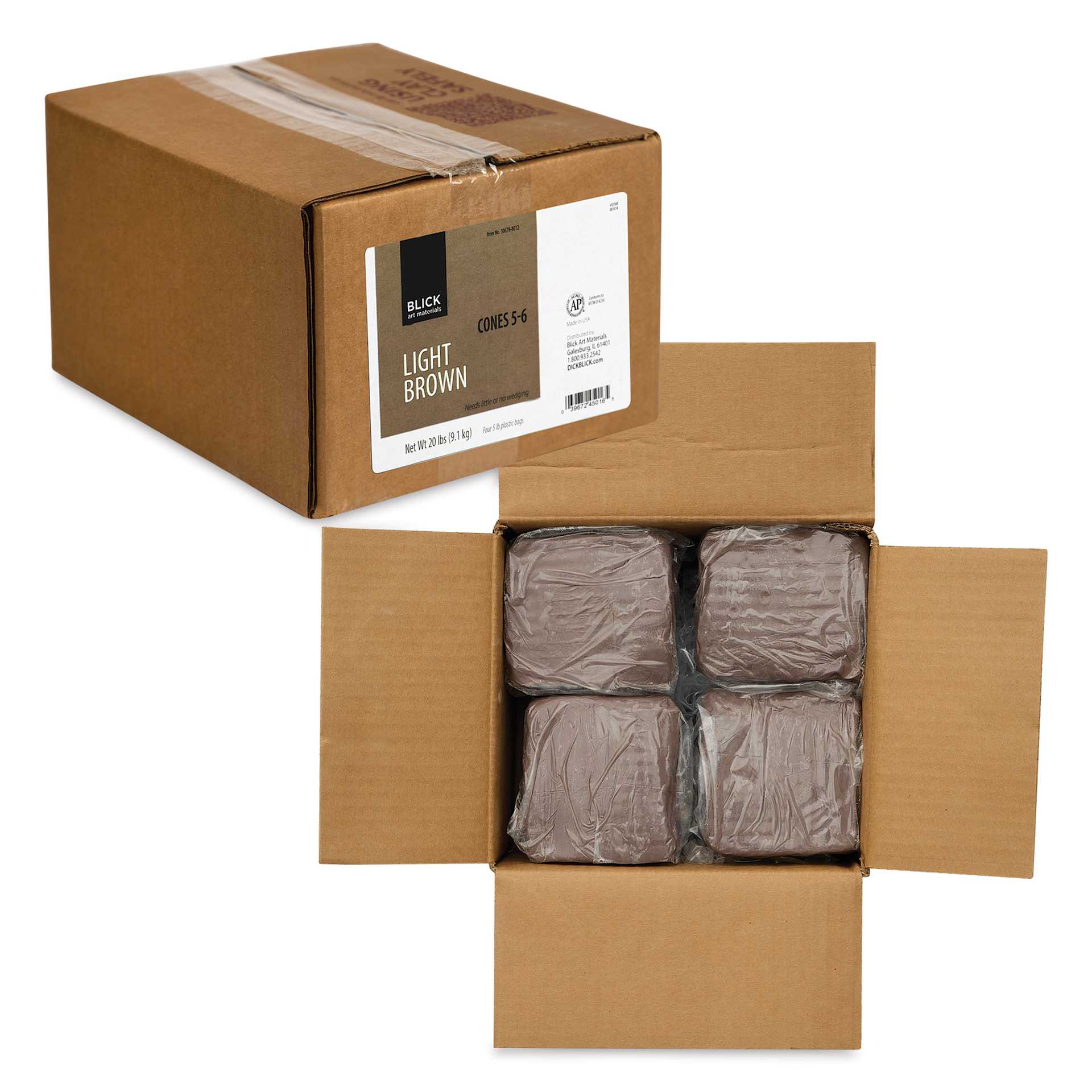 Blick Mid-Fire Stoneware Clay - Light Brown, 20 lb, in packaging