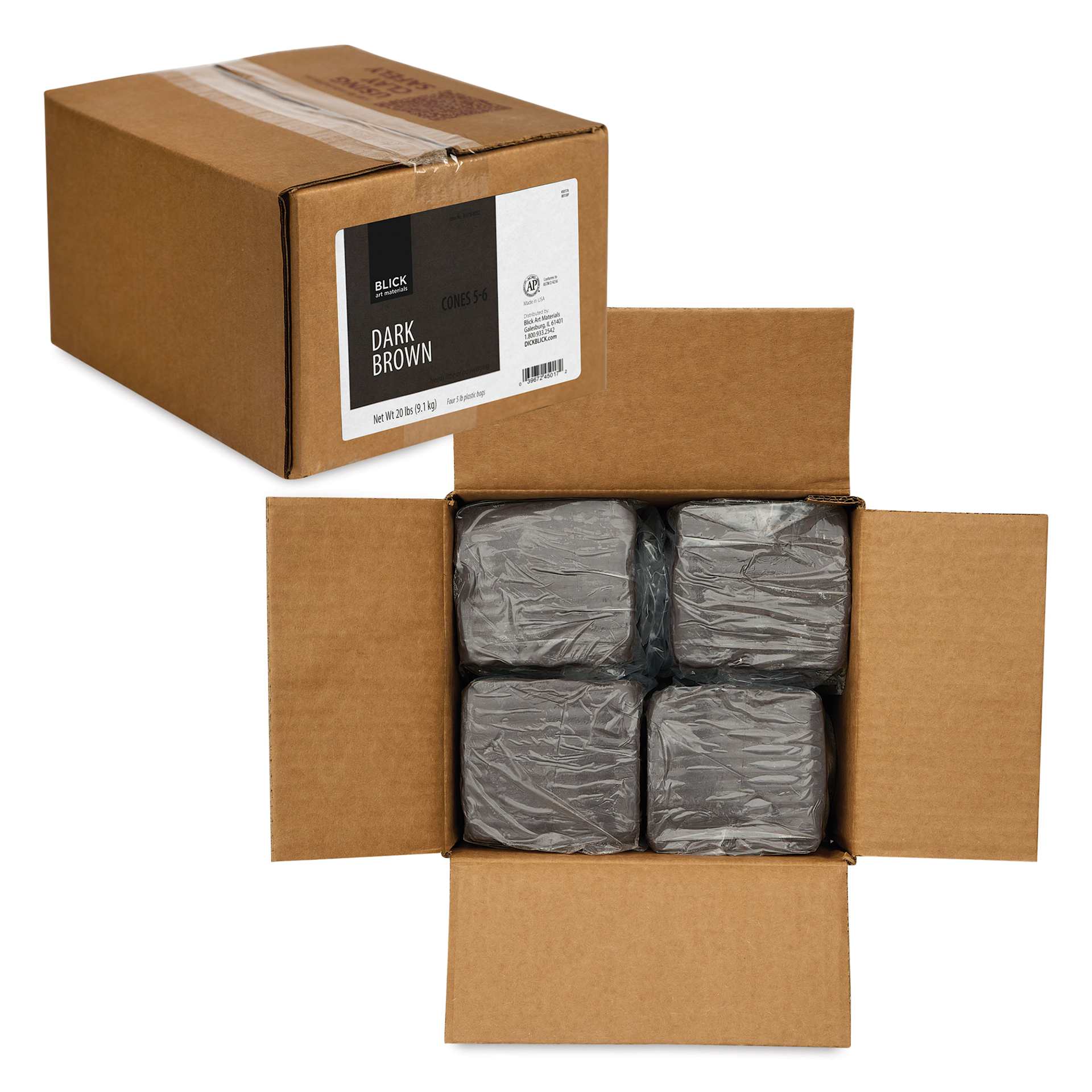 Blick Mid-Fire Stoneware Clay - Dark Brown, 20 lb, in packaging