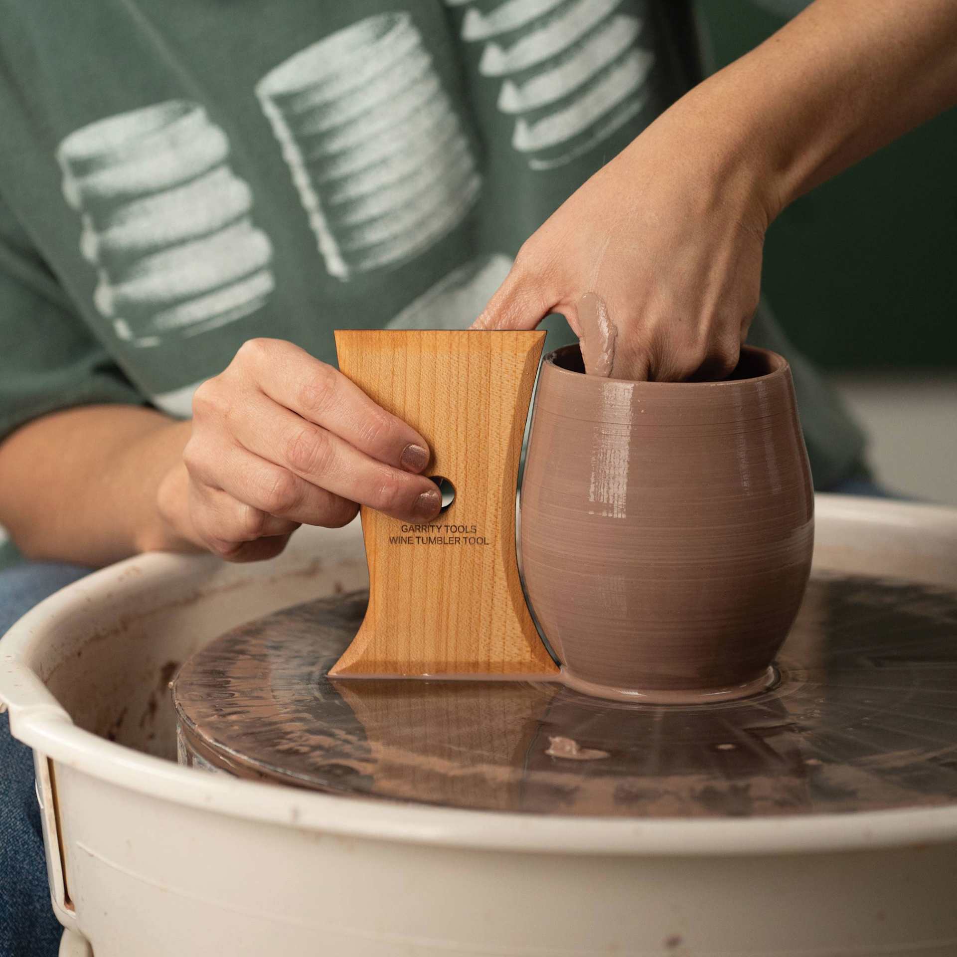 Garrity Tools Wine Tumbler Rib - in use