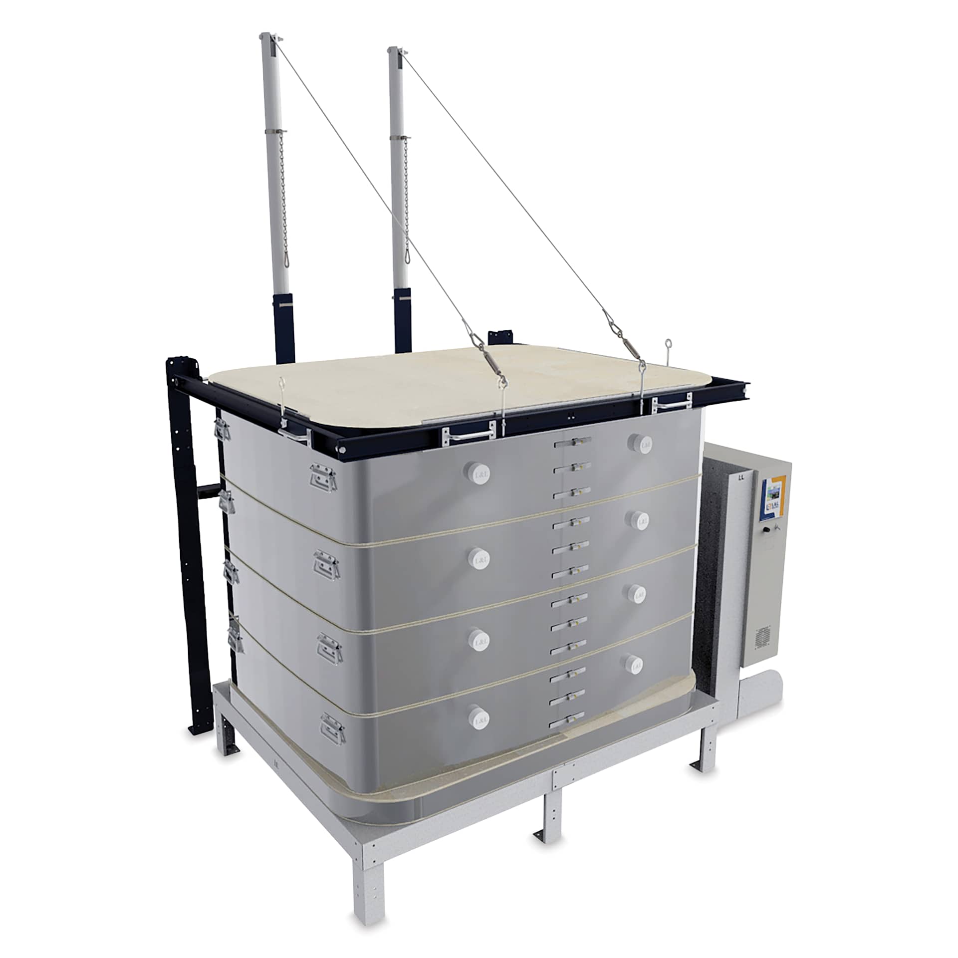 L&L Davinci Rectangular Kiln - T3436-D, Cone 10, 208V-3P, 105.7A, 36" H x 43-1/2" W x 30-1/2" D - with lid closed