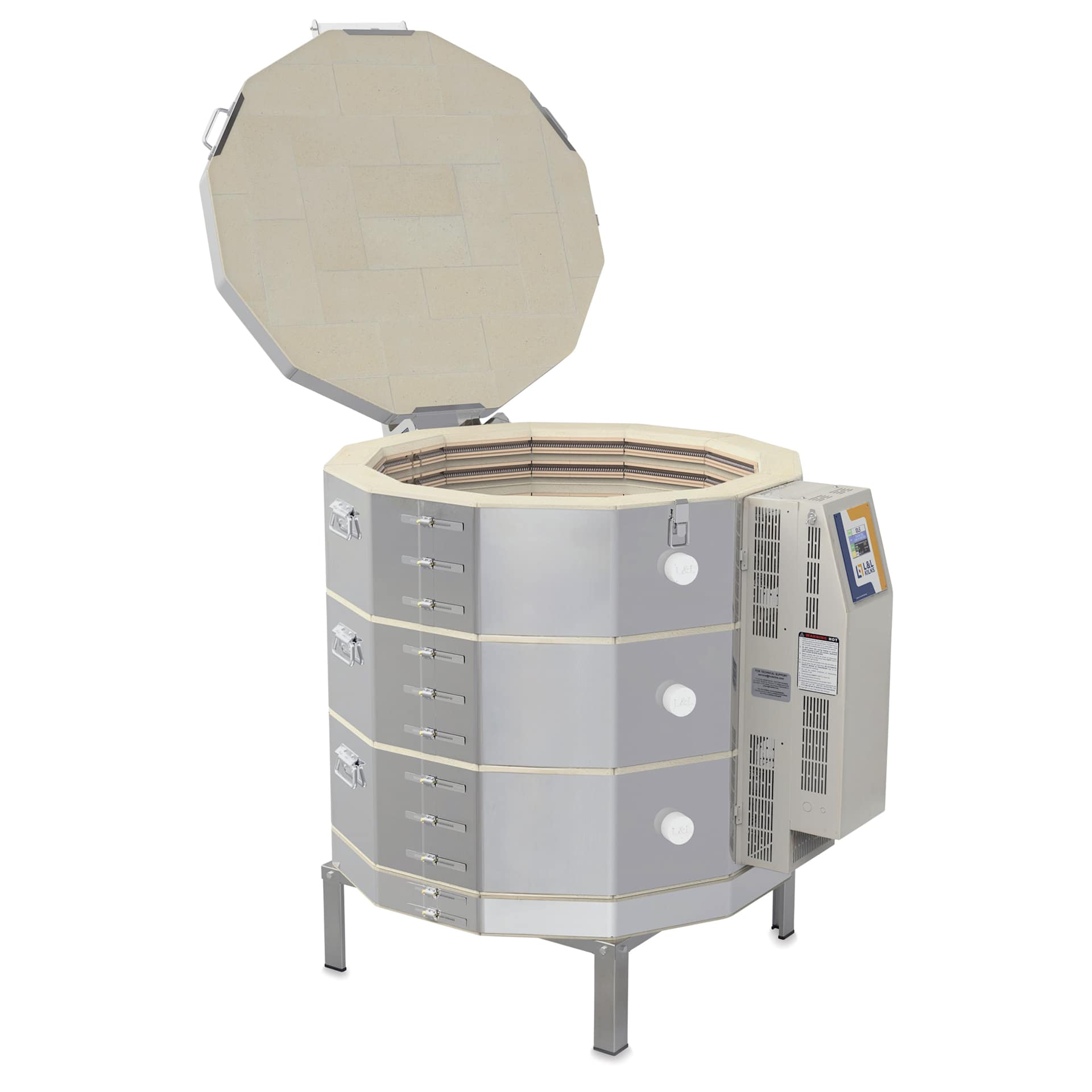 L&L eQuad Pro Production Kiln - eQ2827-3, Cone 10, 208V-1P, 71.9A, 28" Dia. x 27" D - left side