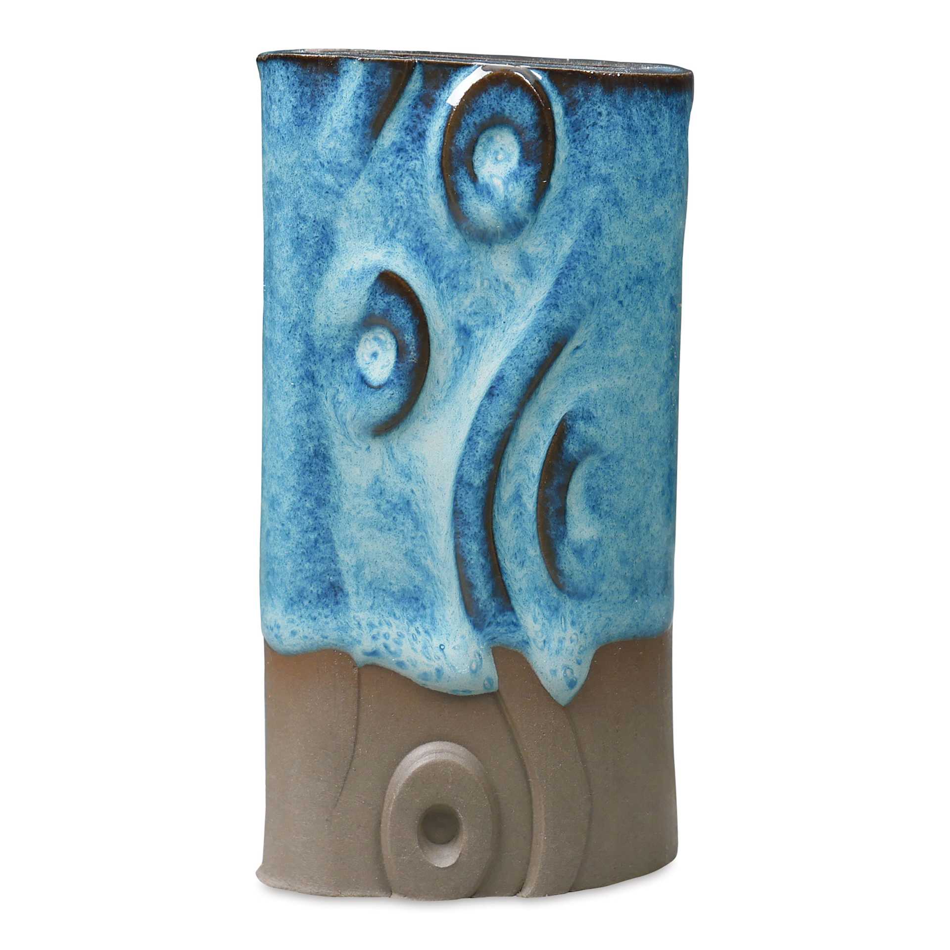 Amaco No. 30 Milk Chocolate Stoneware Clay - Glazed with PC-20 Potter's Choice Glazes Blue Rutile