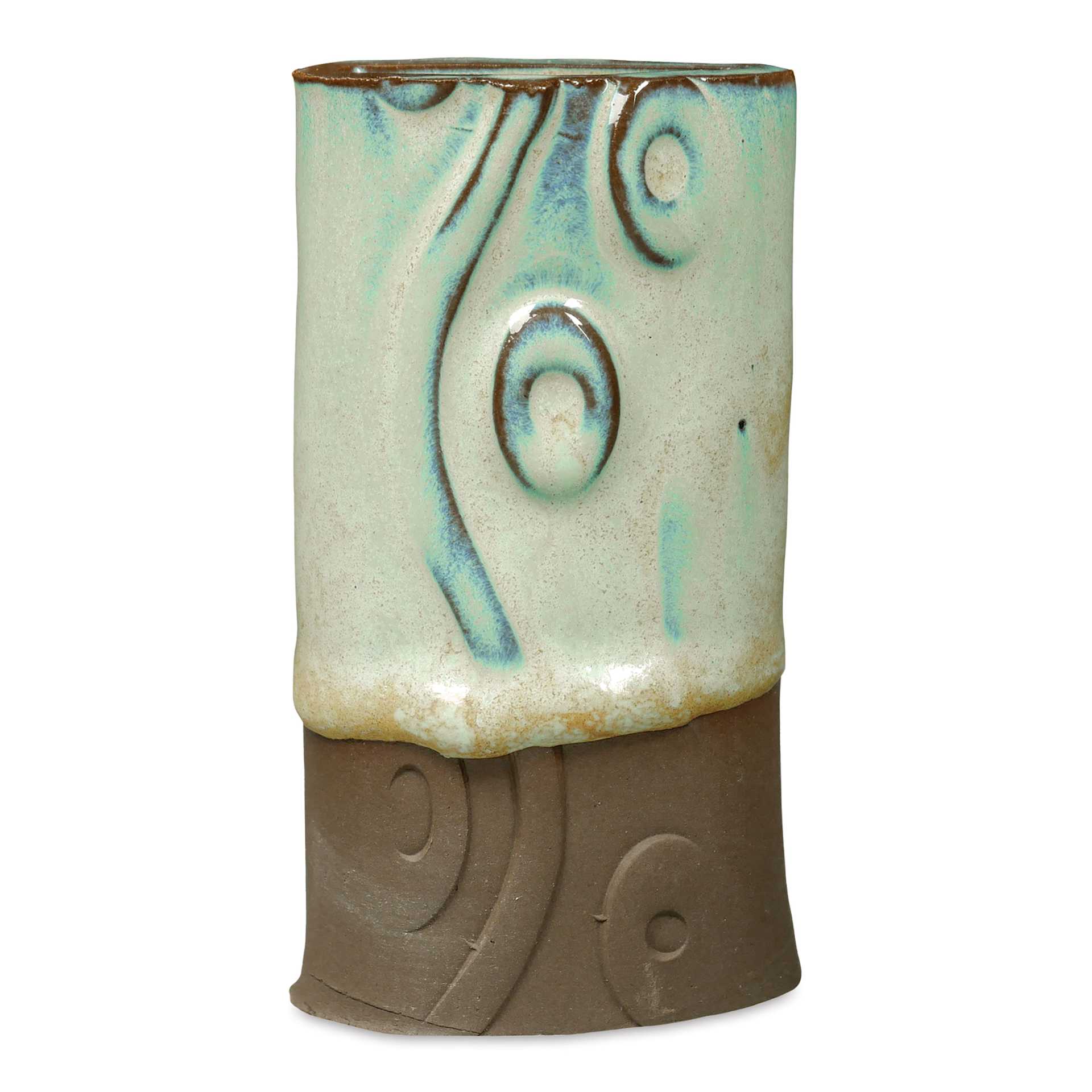 Amaco No. 30 Milk Chocolate Stoneware Clay - Glazed with PCF-18 Potter's Choice Flux Glaze  Honeydew