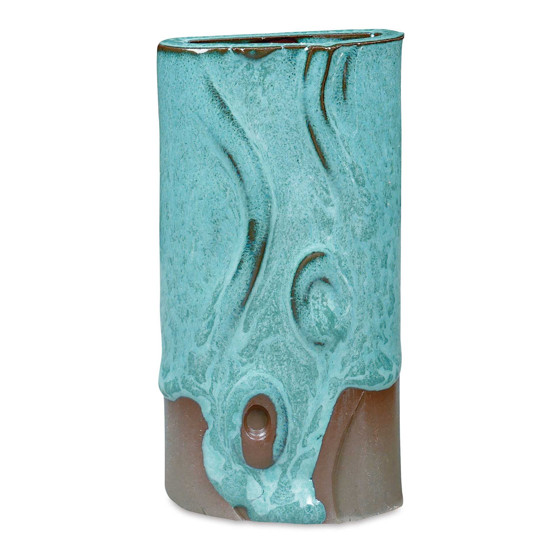 Amaco No. 30 Milk Chocolate Stoneware Clay - Glazed with PG-42 Phase Glaze Teal Drift