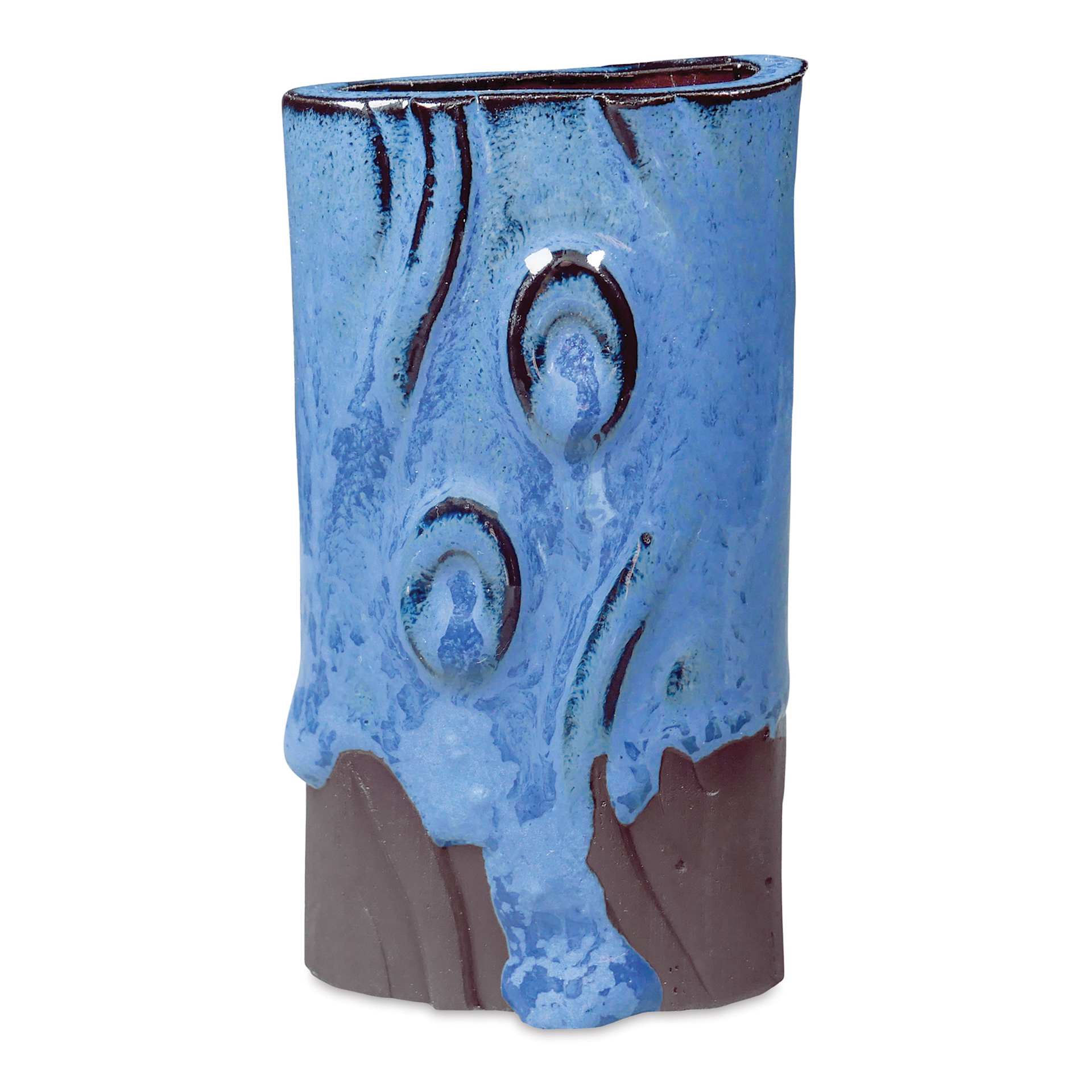 Amaco No. 32 Dark Chocolate Stoneware Clay - Glazed with PG-24 Phase Glaze Night Rain