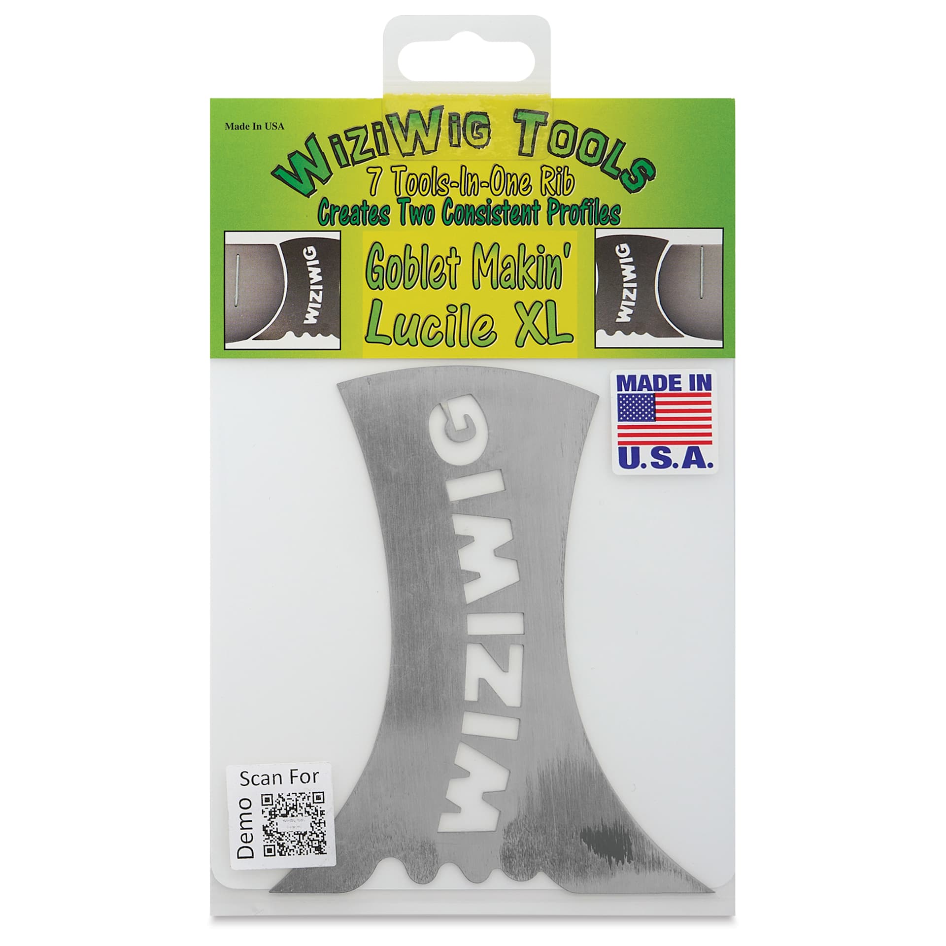 WiziWig Tools Goblet Makin’ Lucile Metal Potter’s Rib - XL, 4-1/2" x 5-1/4", front of packaging