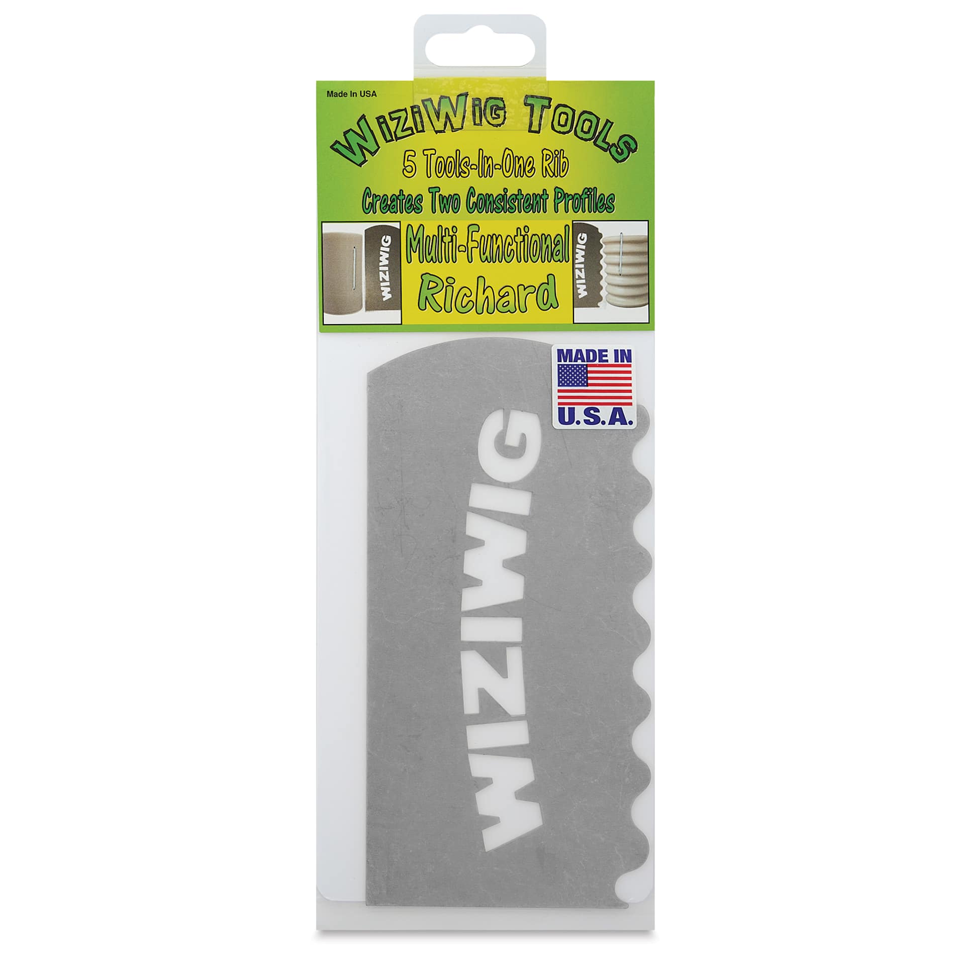 WiziWig Tools Multi-Functional Richard Metal Potter’s Rib front of packaging
