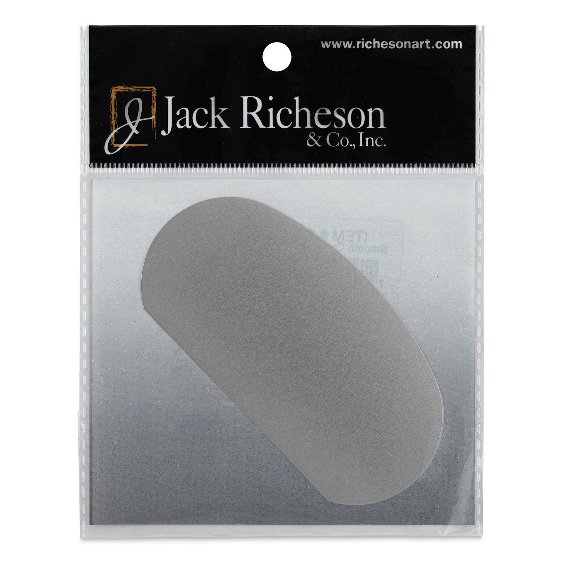 Richeson Stainless Steel Scrapers - Oval, Smooth, 4" x 2" (Front of package)