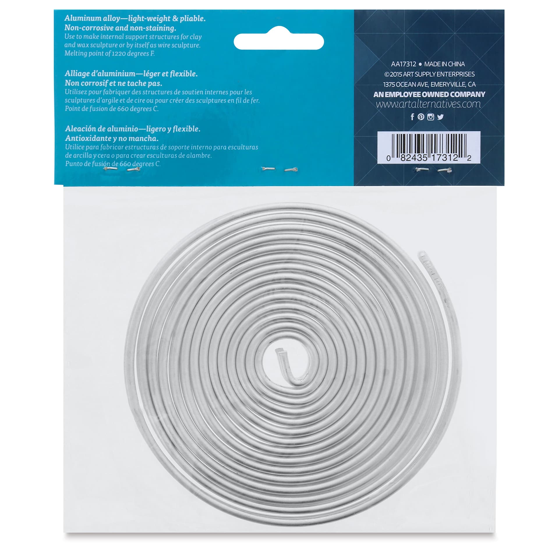 Art Alternatives Armature Wire - 8 gauge, 20 ft (Back of package)