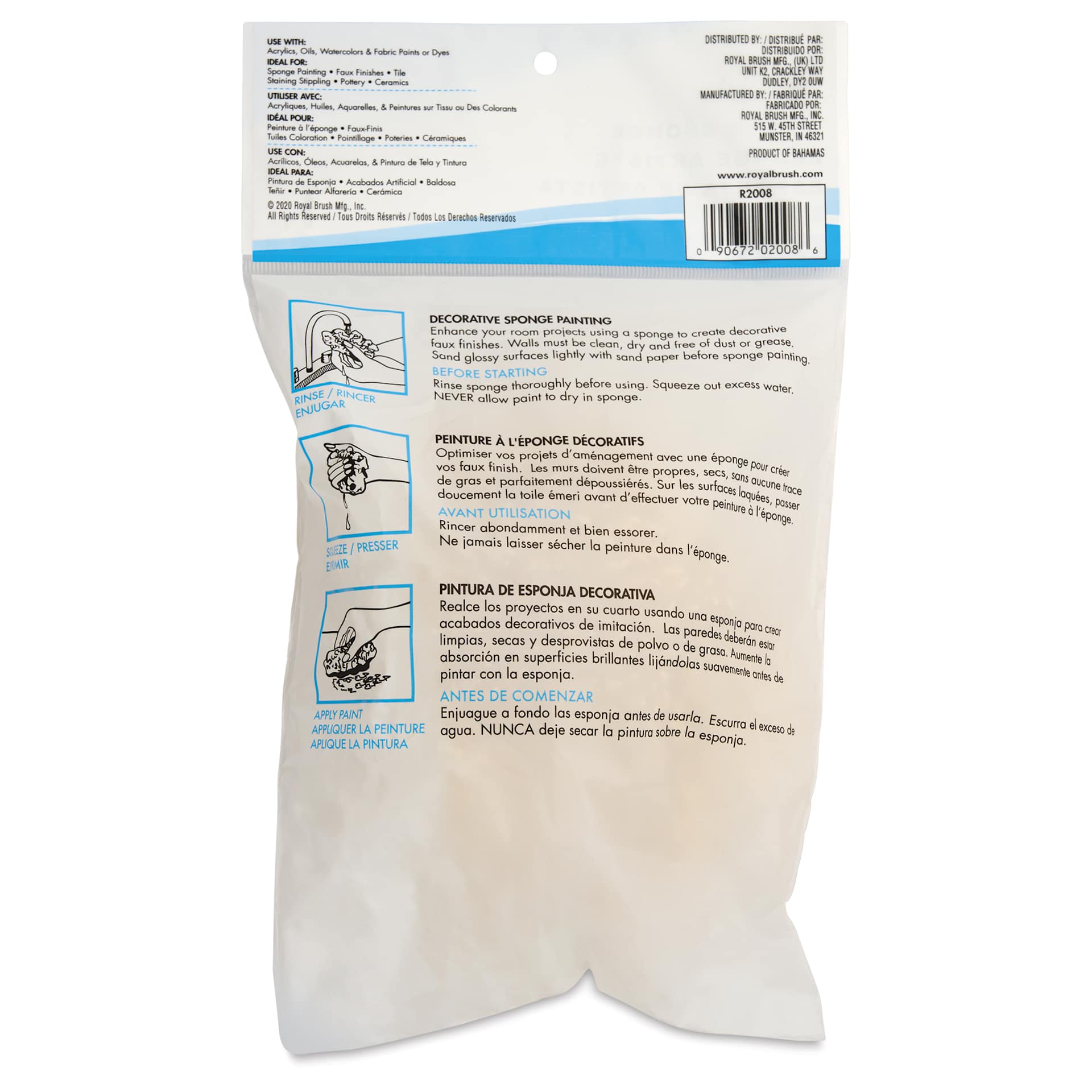 Royal & Langnickel Natural Sea Wool Sponge - back of packaging