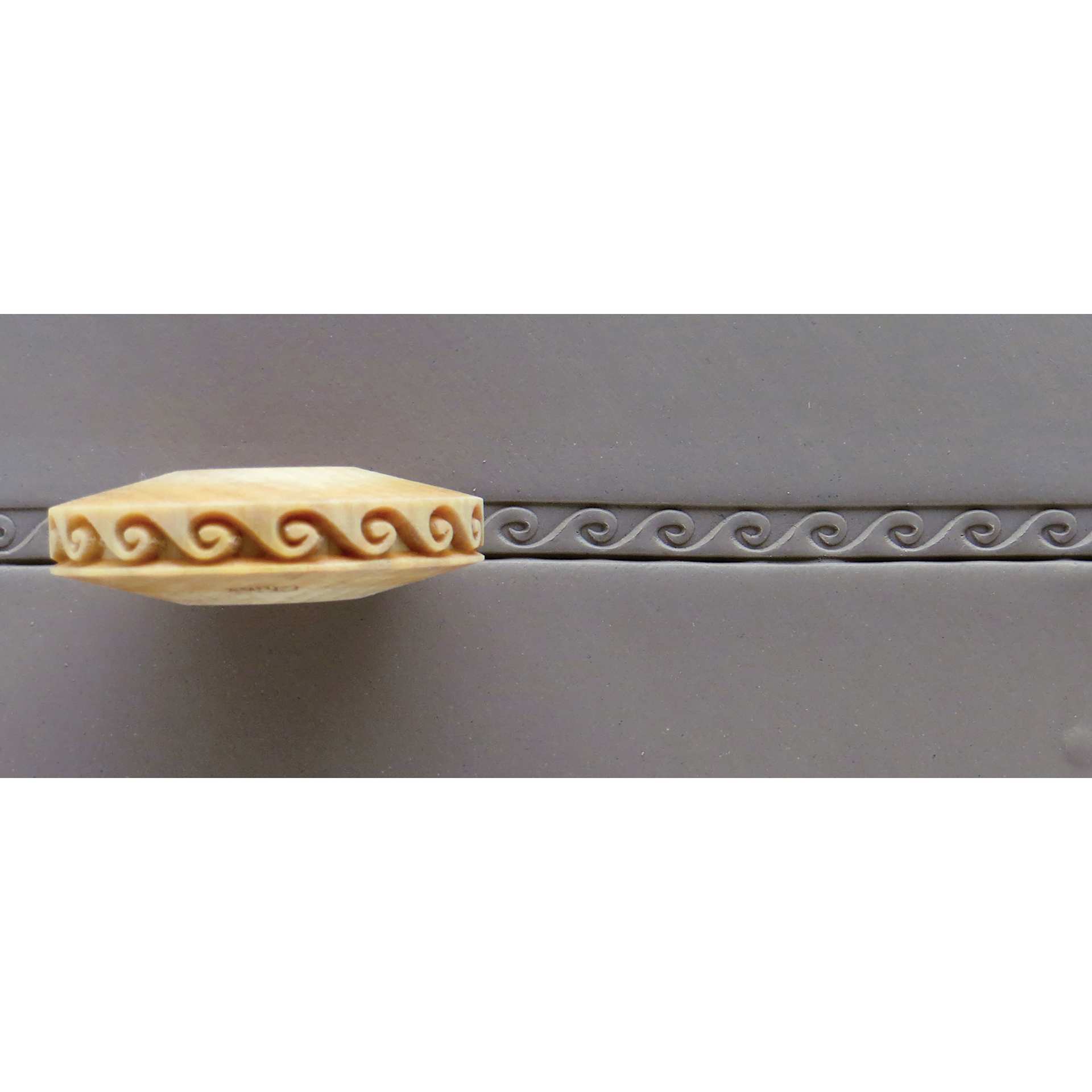 MKM Pottery Tools Finger Roller - Waves applied to clay
