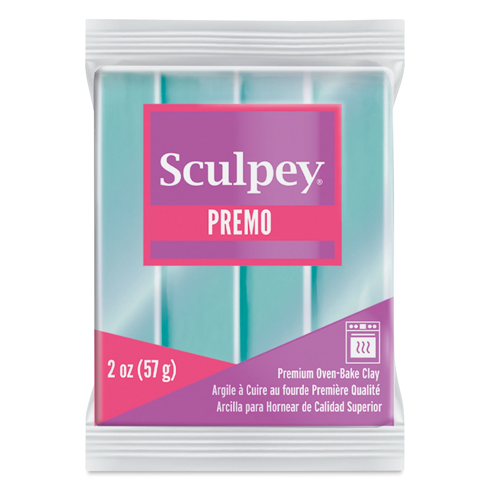 Sculpey Premo - 2 oz, Aqua Metallic, in packaging