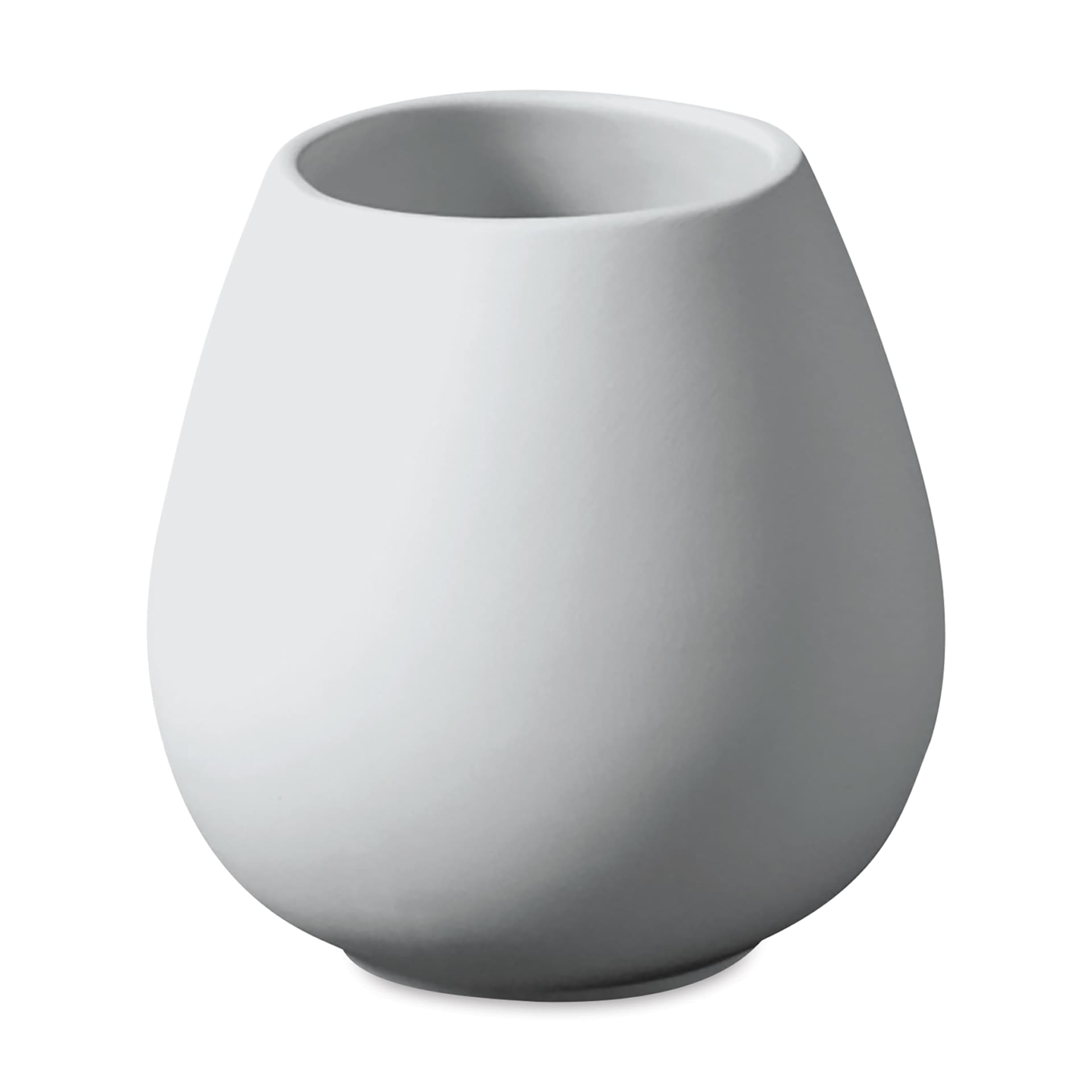 Mayco Earthenware Bisque Stemless Wine Tumbler - Front view of single unglazed tumbler