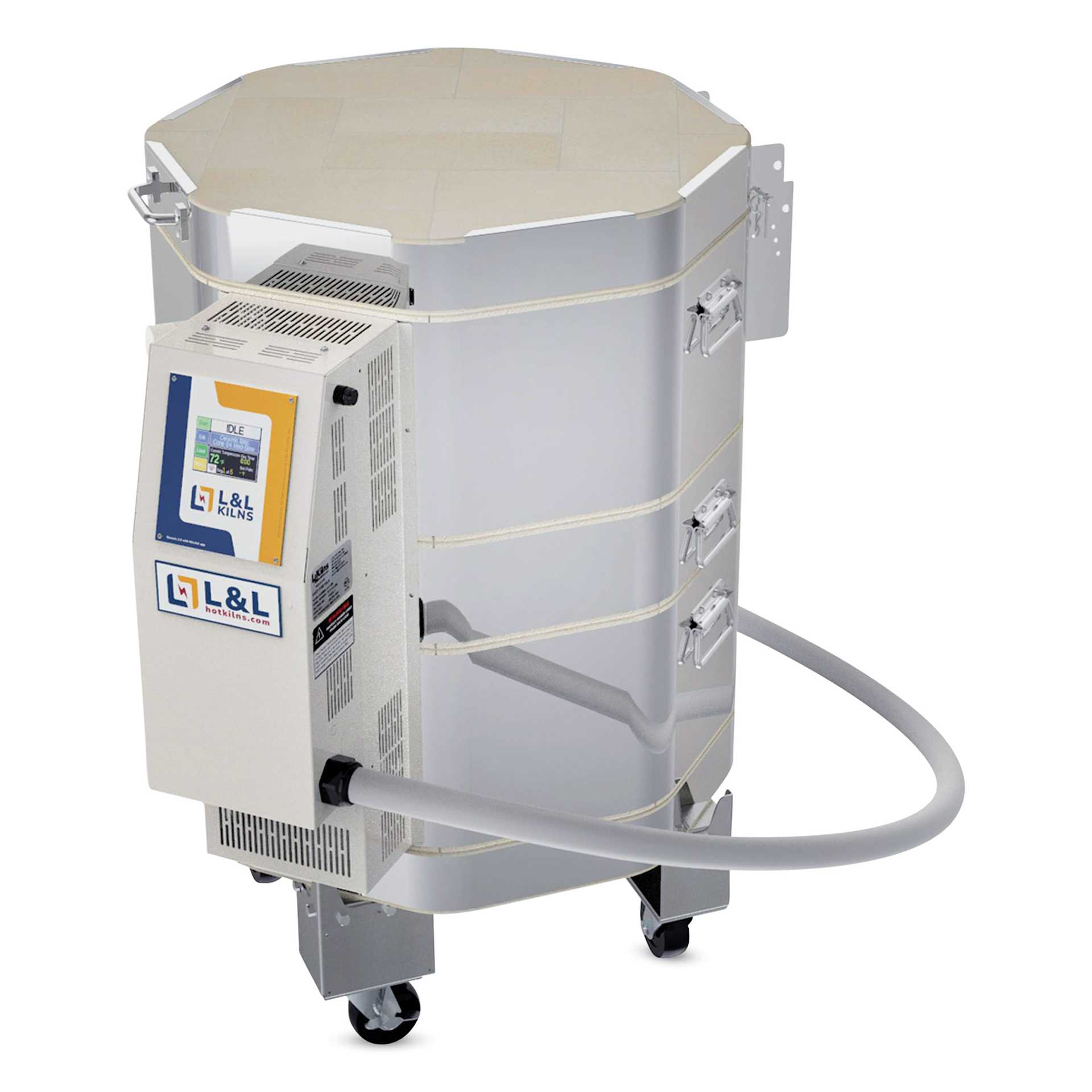 L&L Rolling Kiln Stand - 8-Sided holding up kiln (not included)