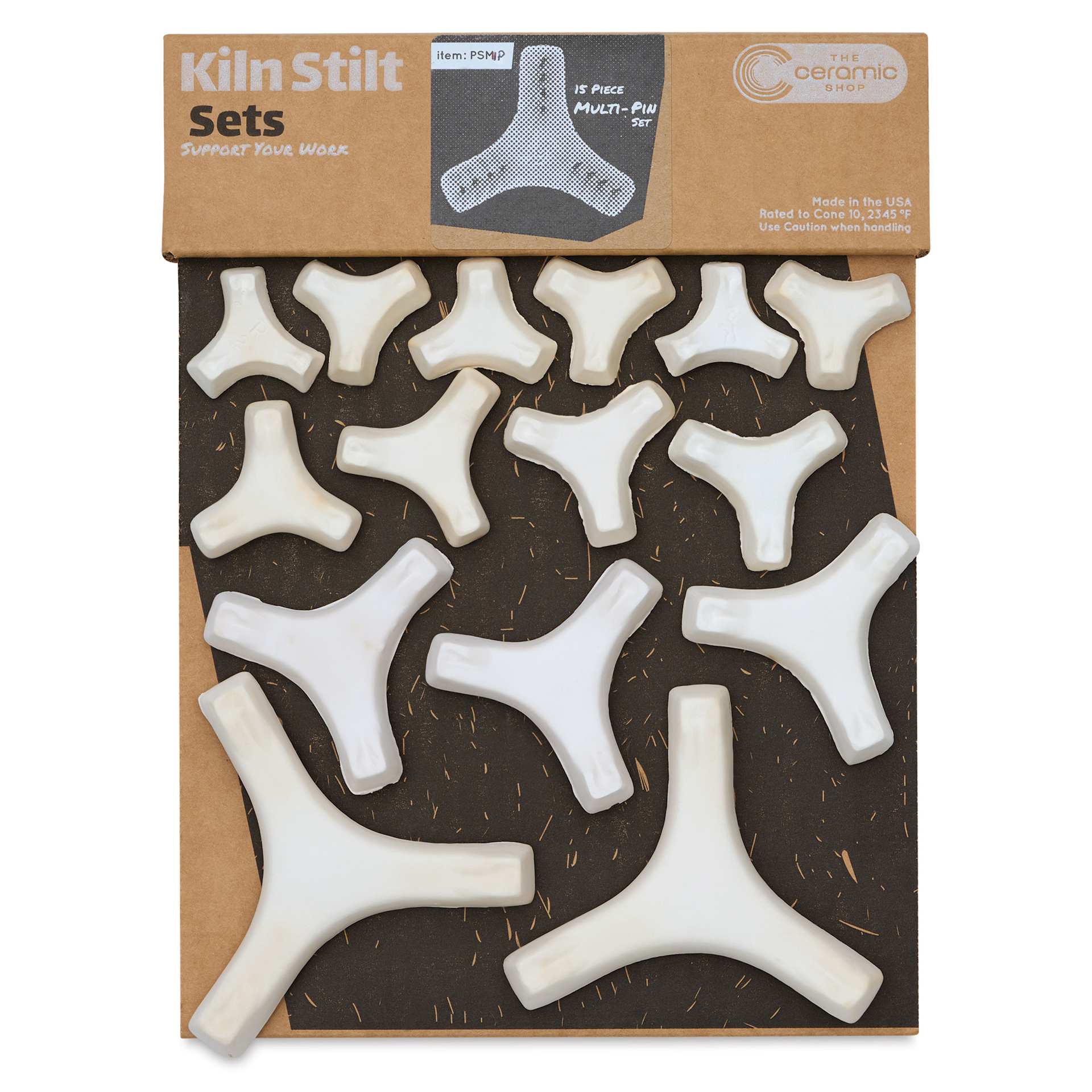 The Ceramic Shop Kiln Stilt B Series w/ Multiple Pins - Set of 15 - front of packaging