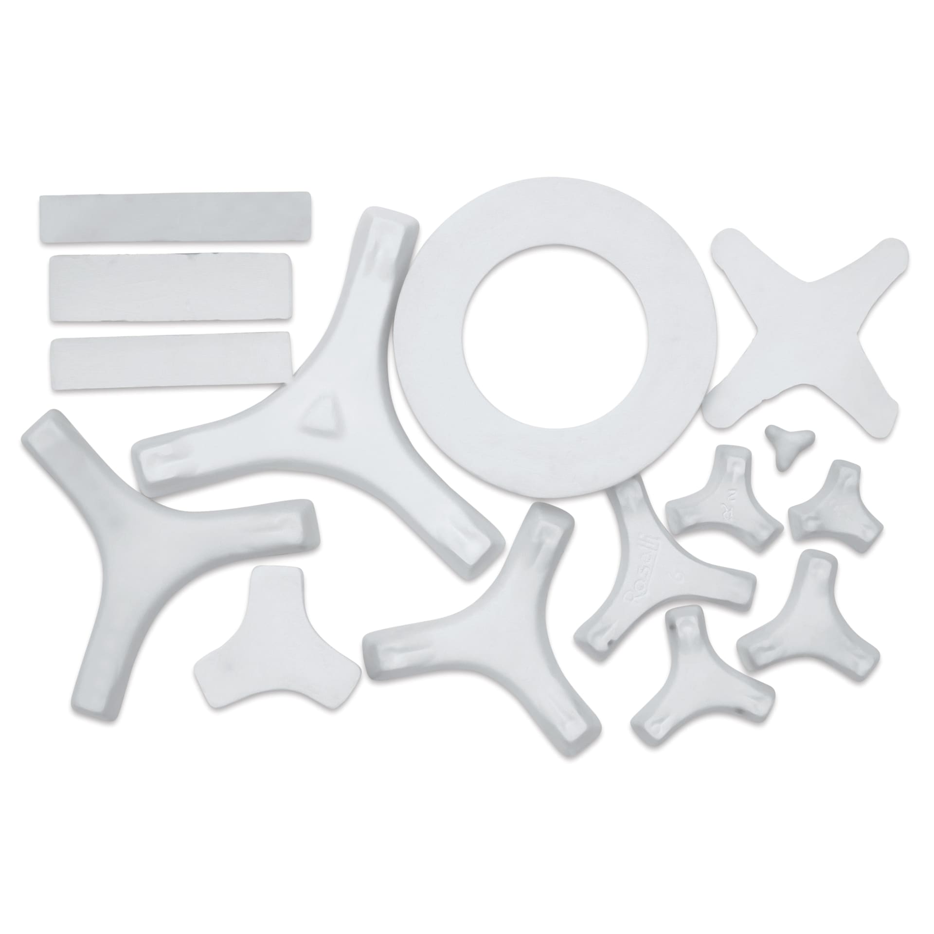 The Ceramic Shop Kiln Stilt Sampler - Set of 15 - topside of stilts