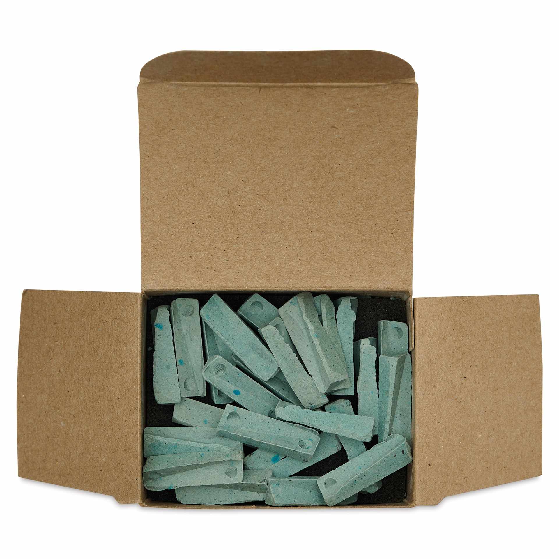 Orton Small Pyrometric Cones, Cone 016, Box of 50 - open packaging with contents, from above