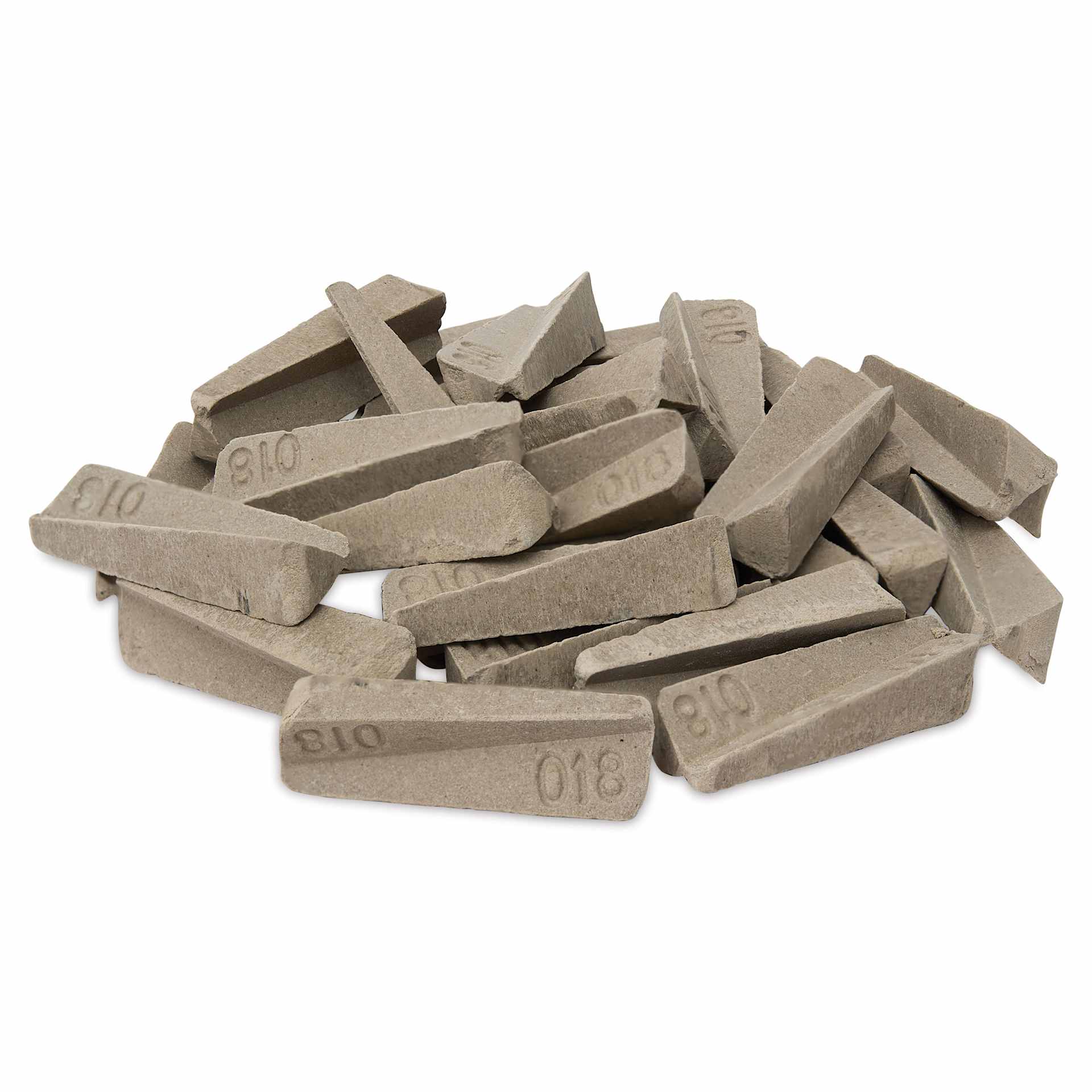 Orton Small Pyrometric Cones, Cone 018, Box of 50 - several cones stacked loosely