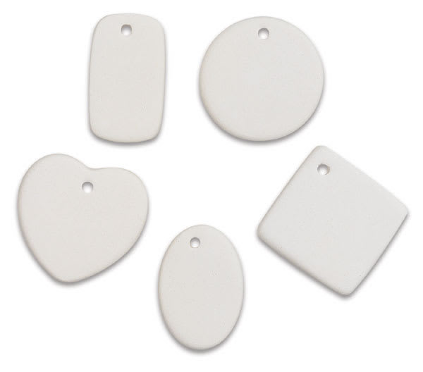 Mayco Bisquette Medallions - 5 shapes of assorted 1" Medallions shown
