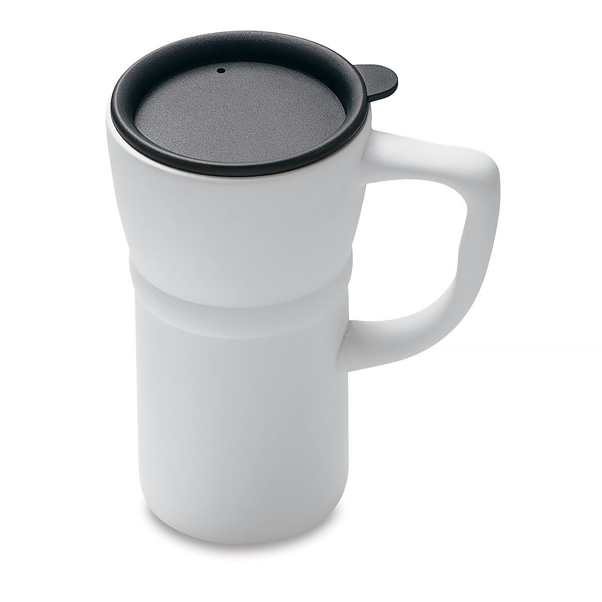 Mayco Earthenware Bisque Travel Mug with Lid - Top view of unglazed mug