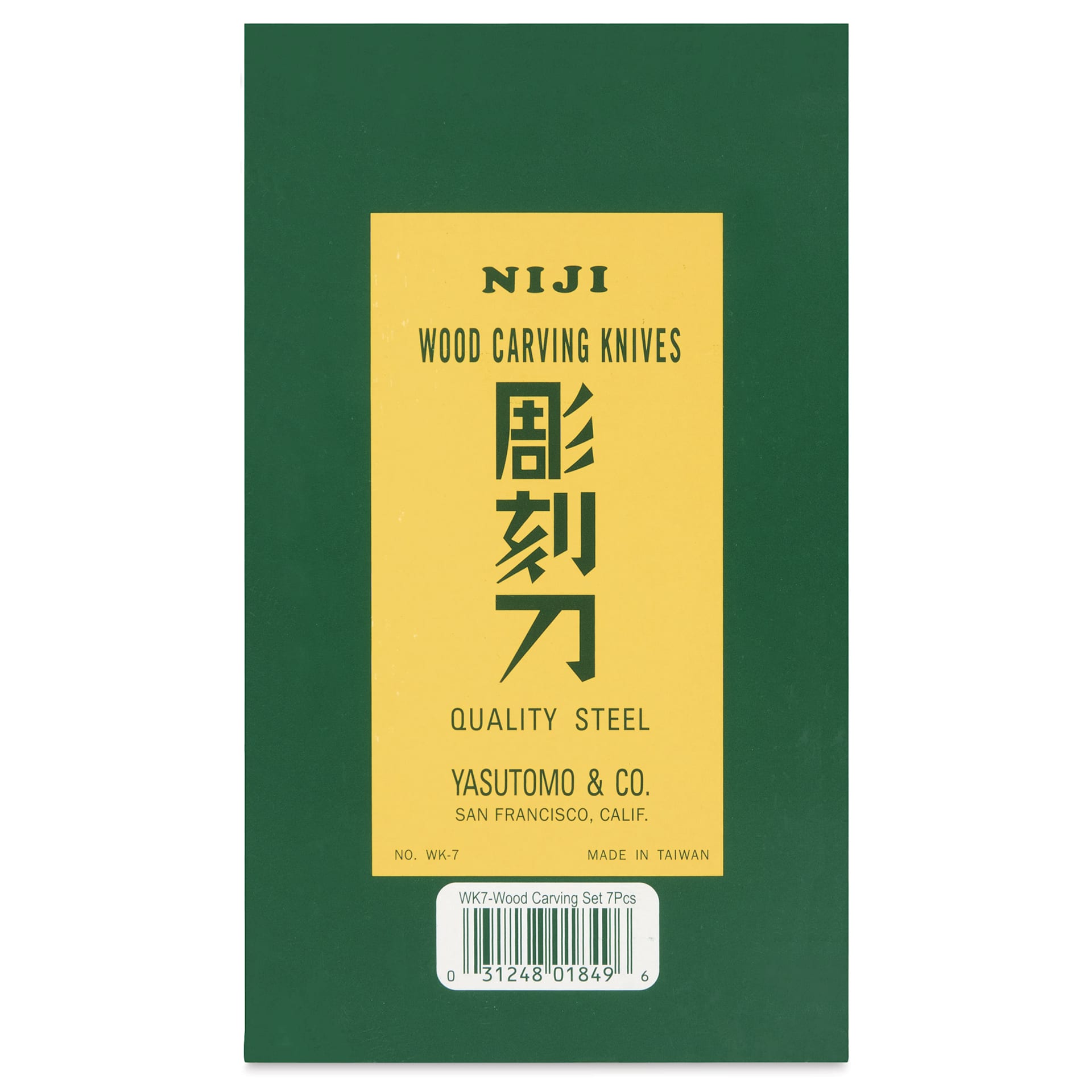 Yasutomo Niji Woodcarving Knives - Set of 7 - front of packaging