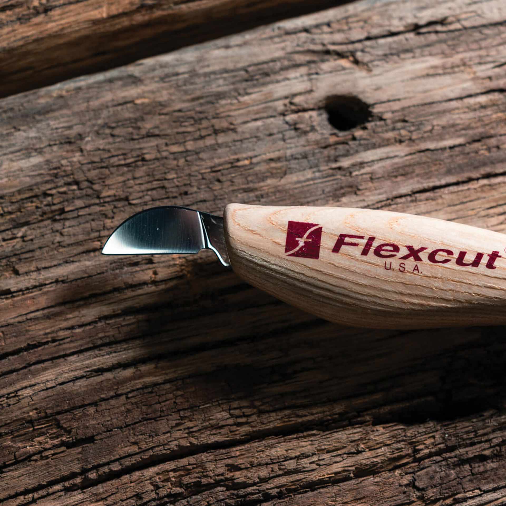 Flexcut Chip Carving Knife close up to show blade