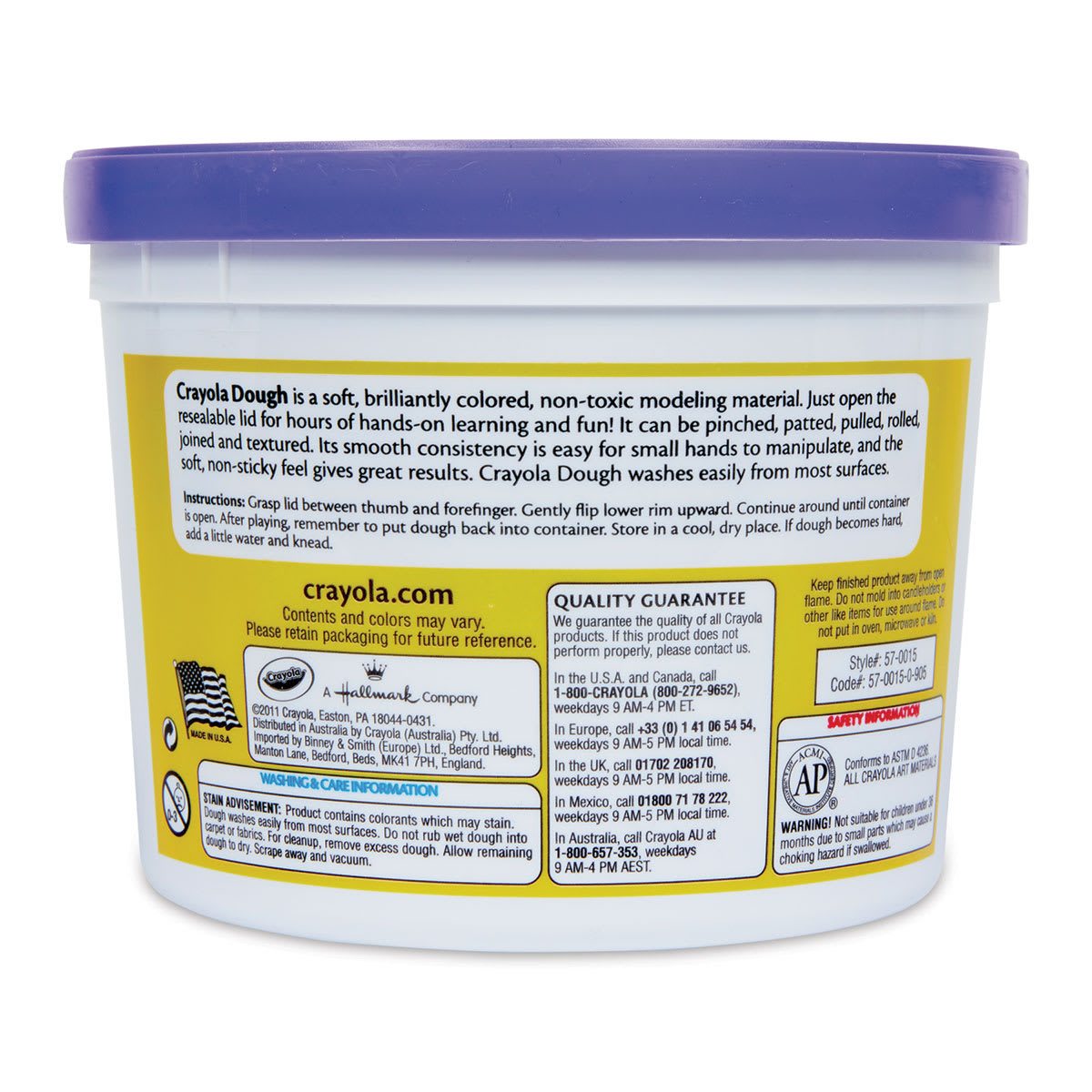 Crayola Dough - Violet, 3 lb - back of packaging
