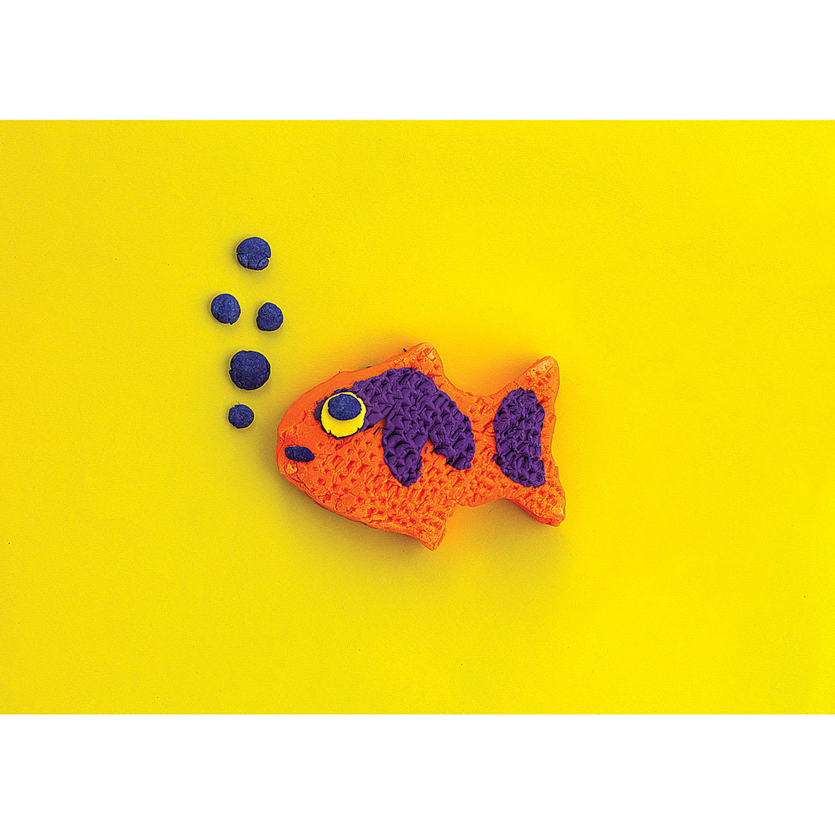Crayola Dough - Artwork of a Orange and purple fish, made with Crayola dough