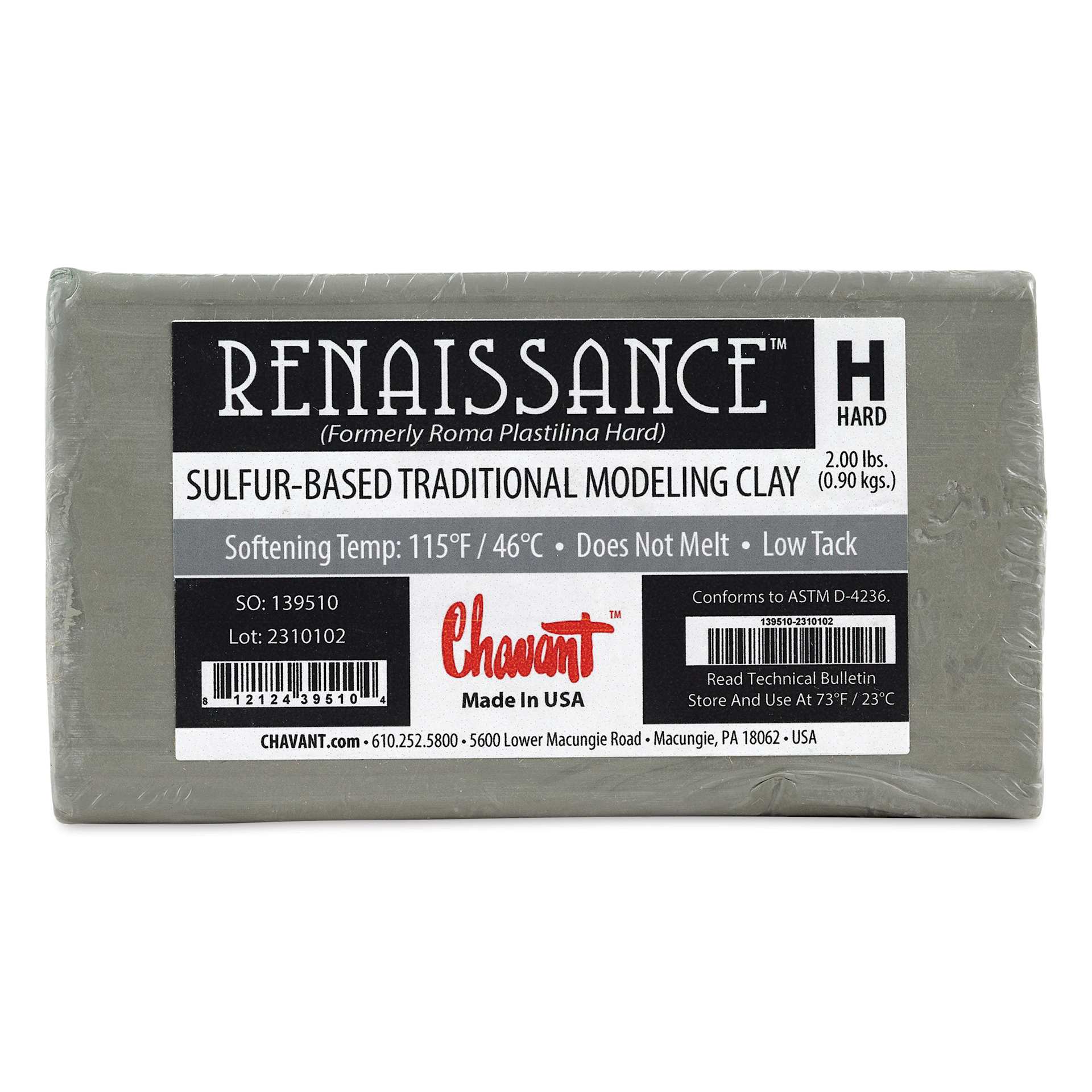 Chavant Renaissance Modeling Clay - 2 lb, Gray-Green, Firm - top view