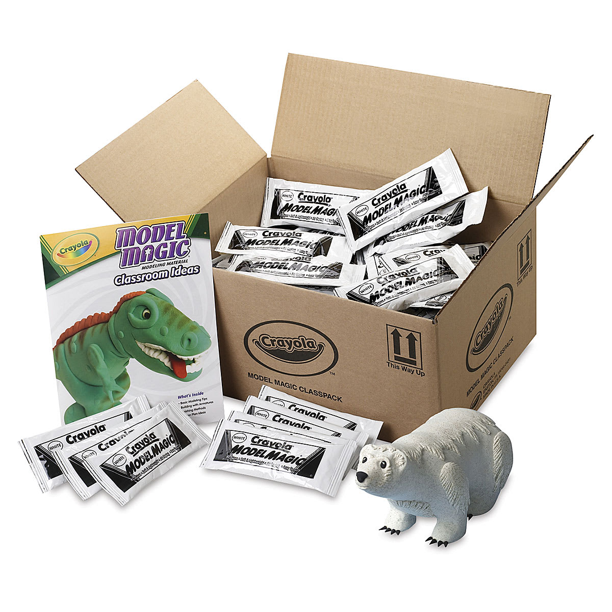 Crayola Model Magic Classpack - Pack of 75, 1 oz, White (open box of model magic packs with animals)