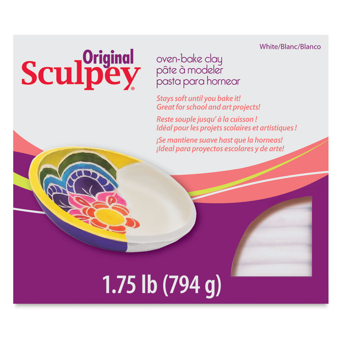 Original Sculpey - Package, 1.75 lb, White back of packaging