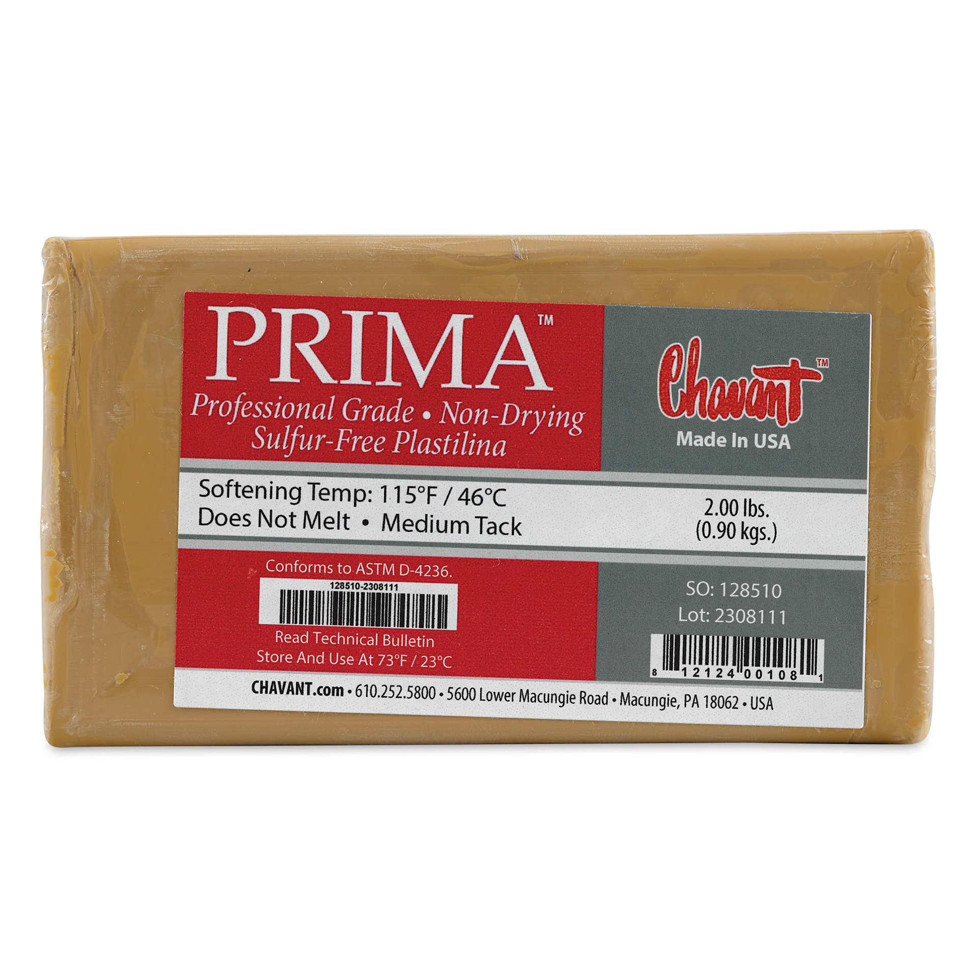 Chavant Prima Plastilina Clay - 2 lb - top view
