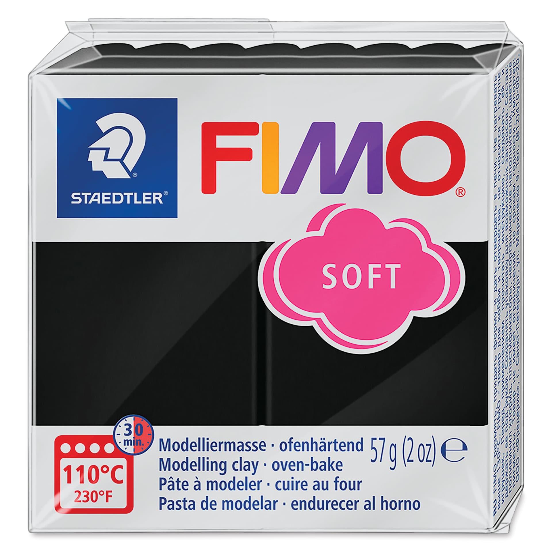 Staedtler Fimo Soft Polymer Clay - 2 oz, Black, packaging