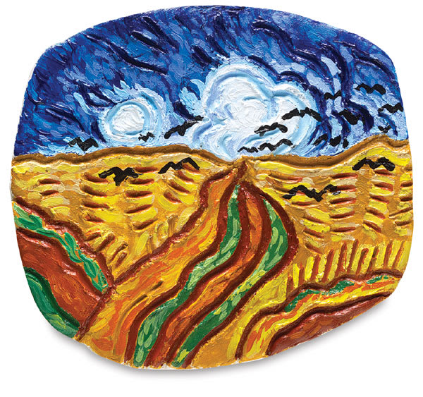 Air-Dry ClayCrayola Air-Dry Clay (finished example of a textured plate featuring a Van Gogh painting)
