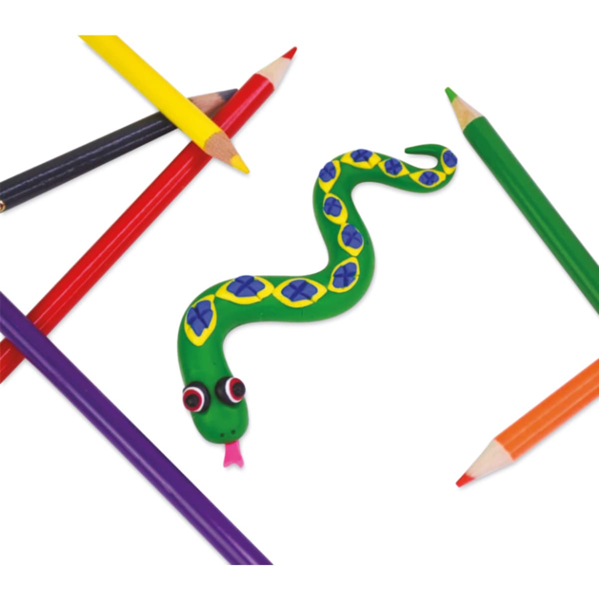 Sculpey Non-Dry Modeling Clay - Pkg of 52, 2.16 lb, Assorted Colors finished snake example